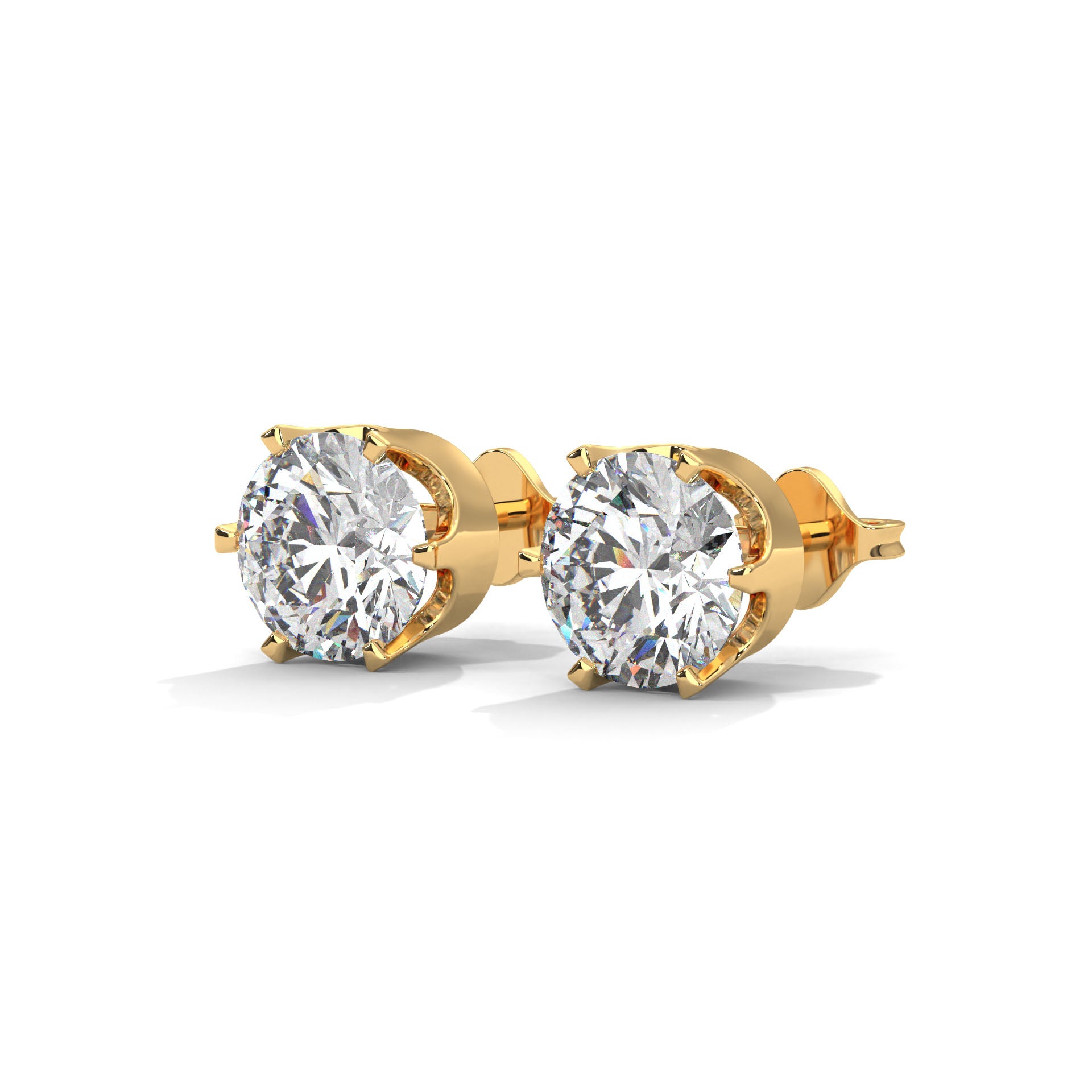 Six-Prong Basket Diamond Stud Earrings| 2-6ctw | Push-Back