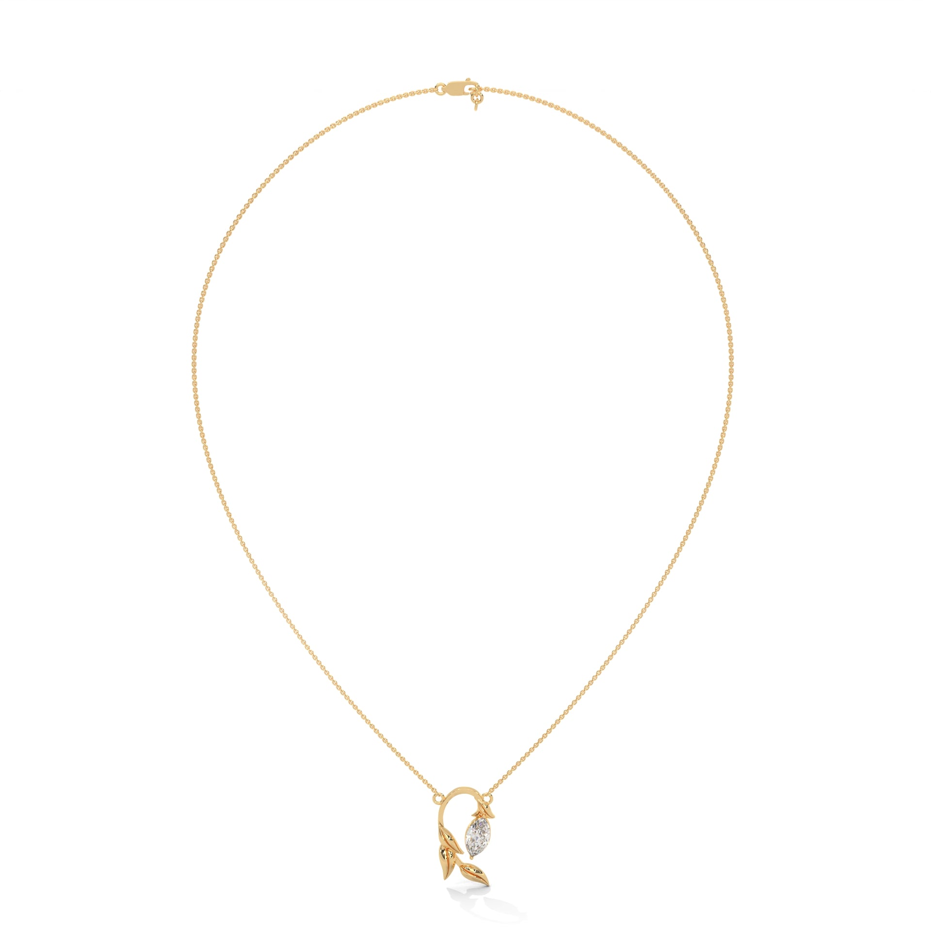 14K Gold Marquise-Cut Diamond Vine Pendant Necklace | 0.50 CTW