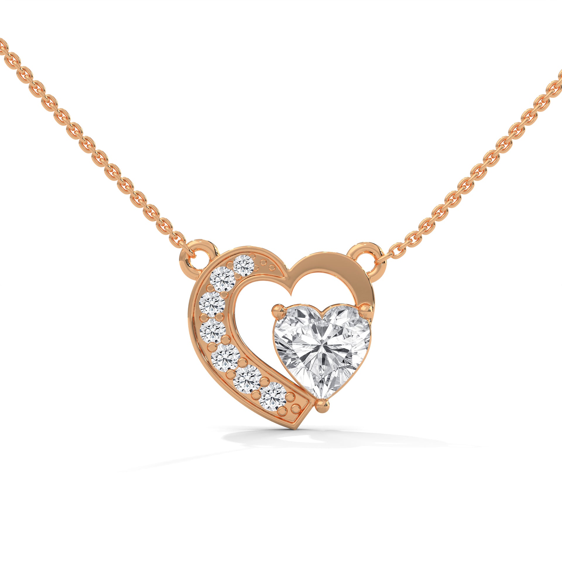 Endless Love: 14K Gold 0.75CT Heart-Cut Diamond Pendant Necklace