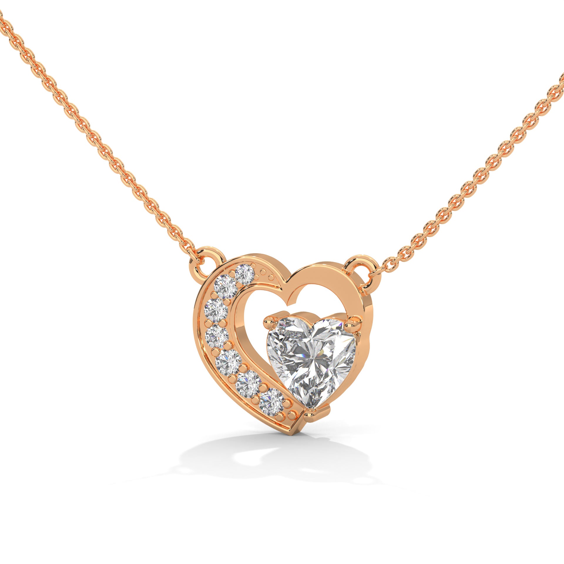 Endless Love: 14K Gold 0.75CT Heart-Cut Diamond Pendant Necklace