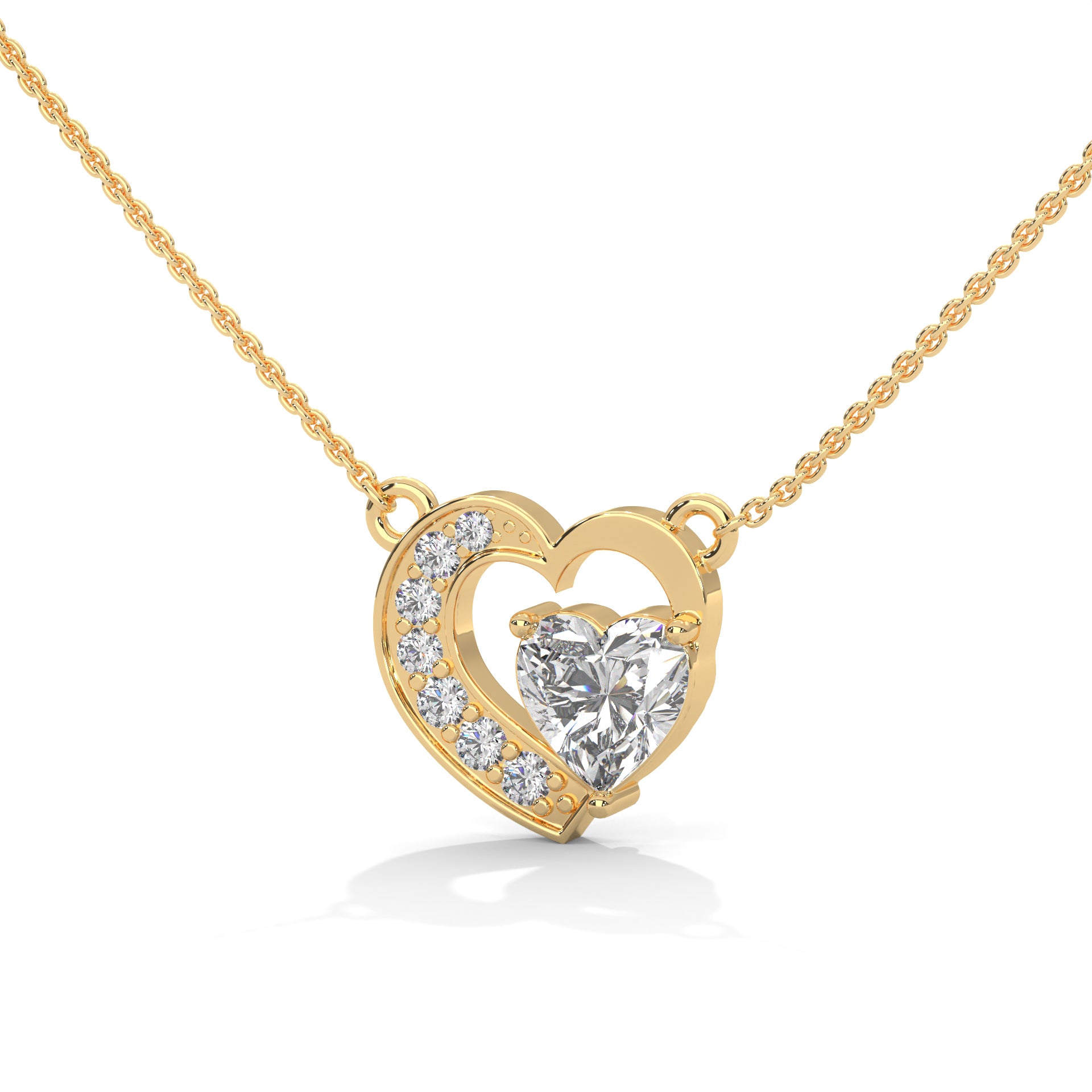 Endless Love: 14K Gold 0.75CT Heart-Cut Diamond Pendant Necklace