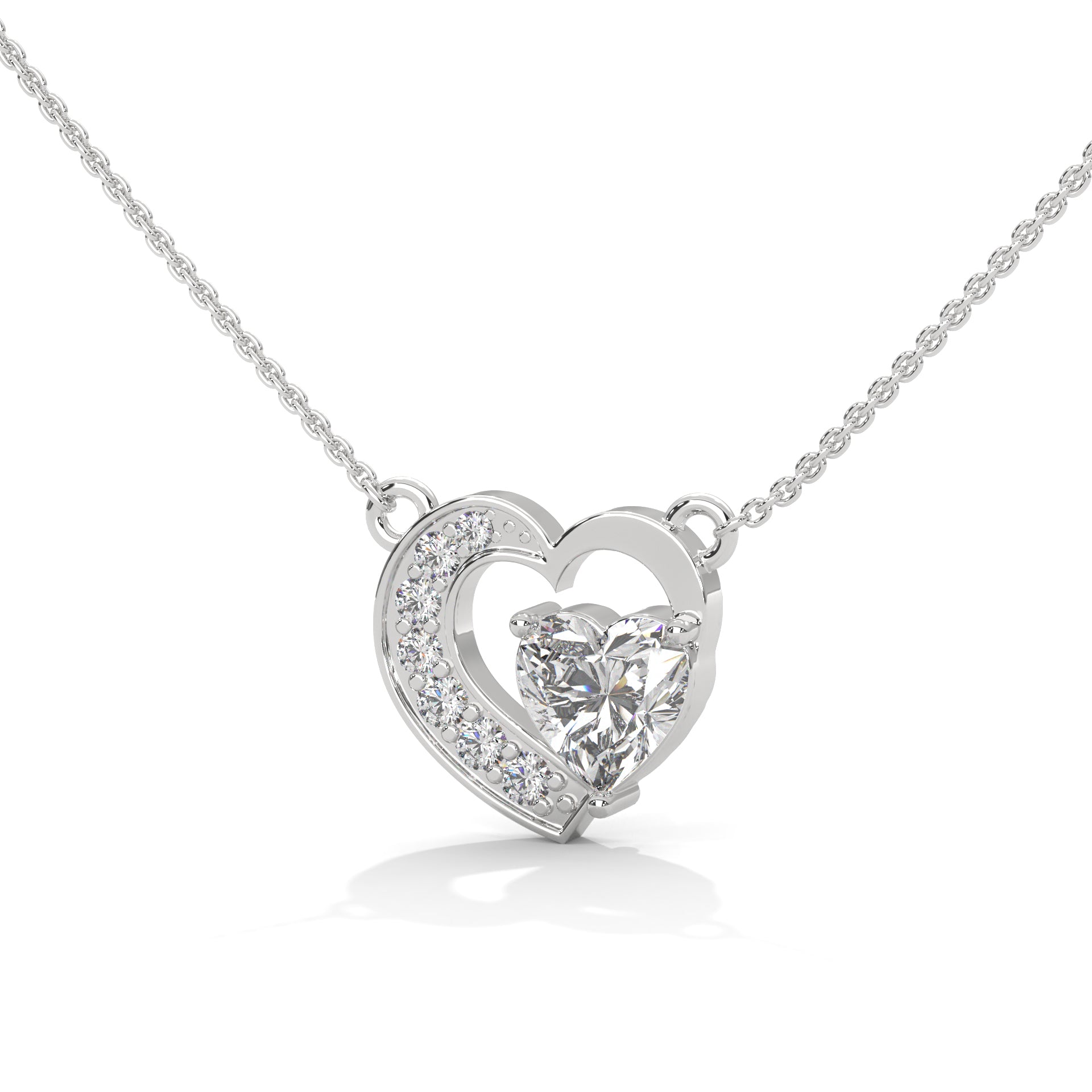 Endless Love: 14K Gold 0.75CT Heart-Cut Diamond Pendant Necklace