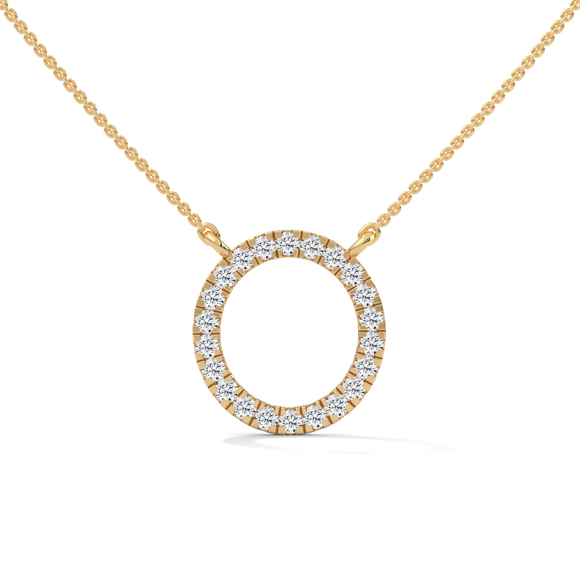 Eternal Circle: 14K Gold Diamond Halo Circle Pendant Necklace | 0.40CTW