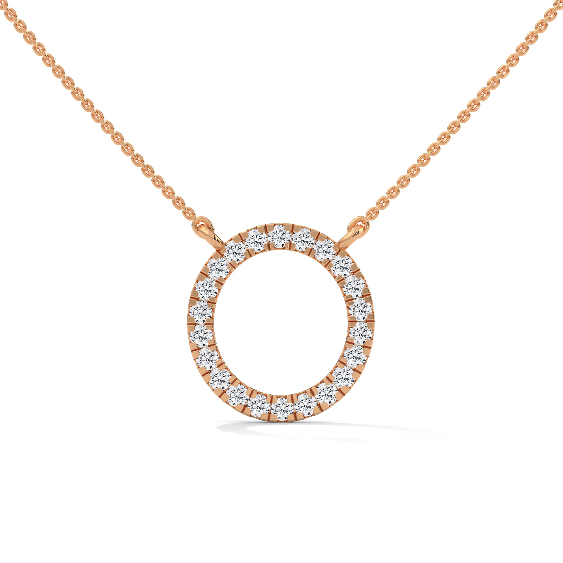 Eternal Circle: 14K Gold Diamond Halo Circle Pendant Necklace | 0.40CTW