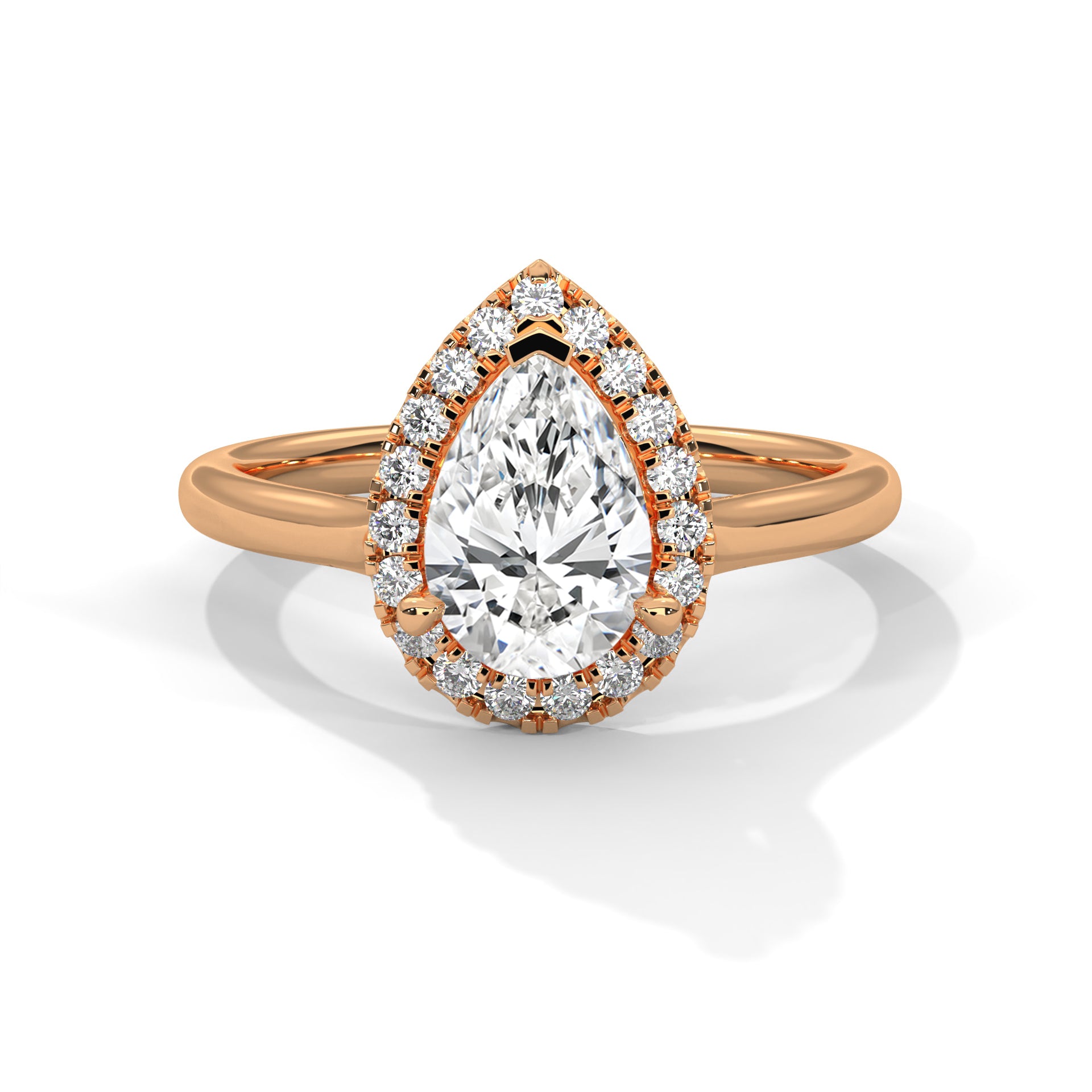 Lustrous Halo 1 CT Pear-Cut Lab Grown Diamond Ring | 1.19 CTW