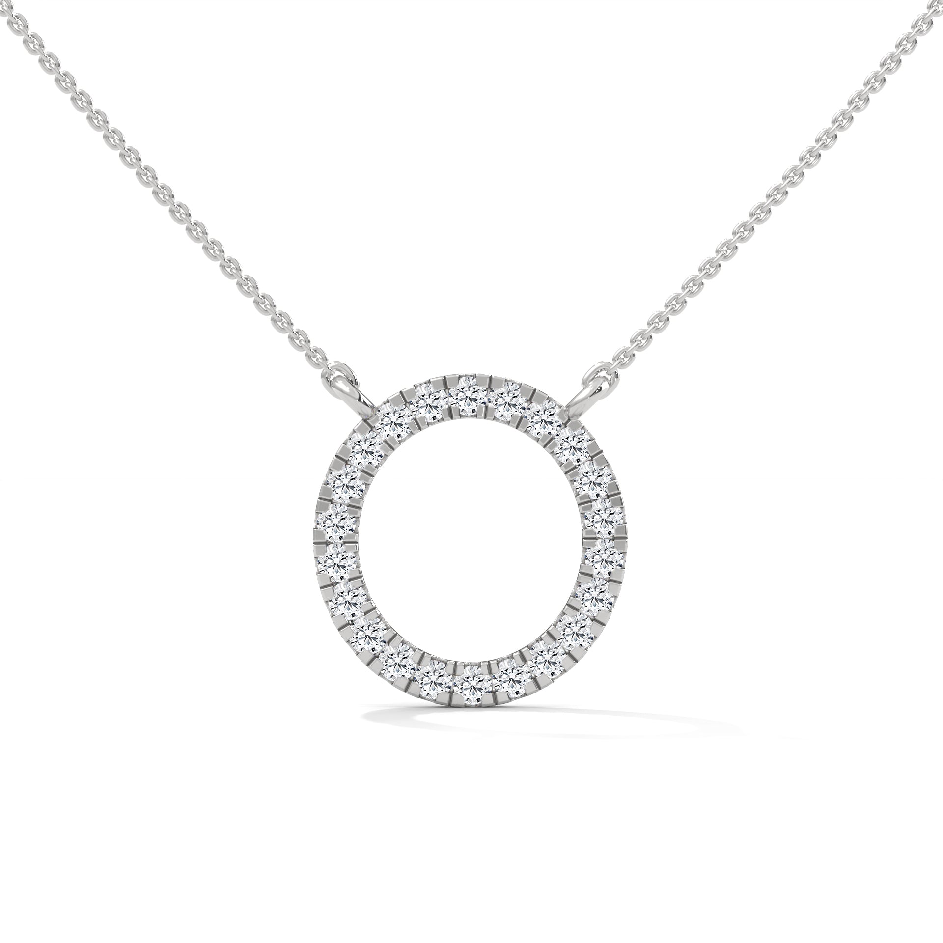 Eternal Circle: 14K Gold Diamond Halo Circle Pendant Necklace | 0.40CTW