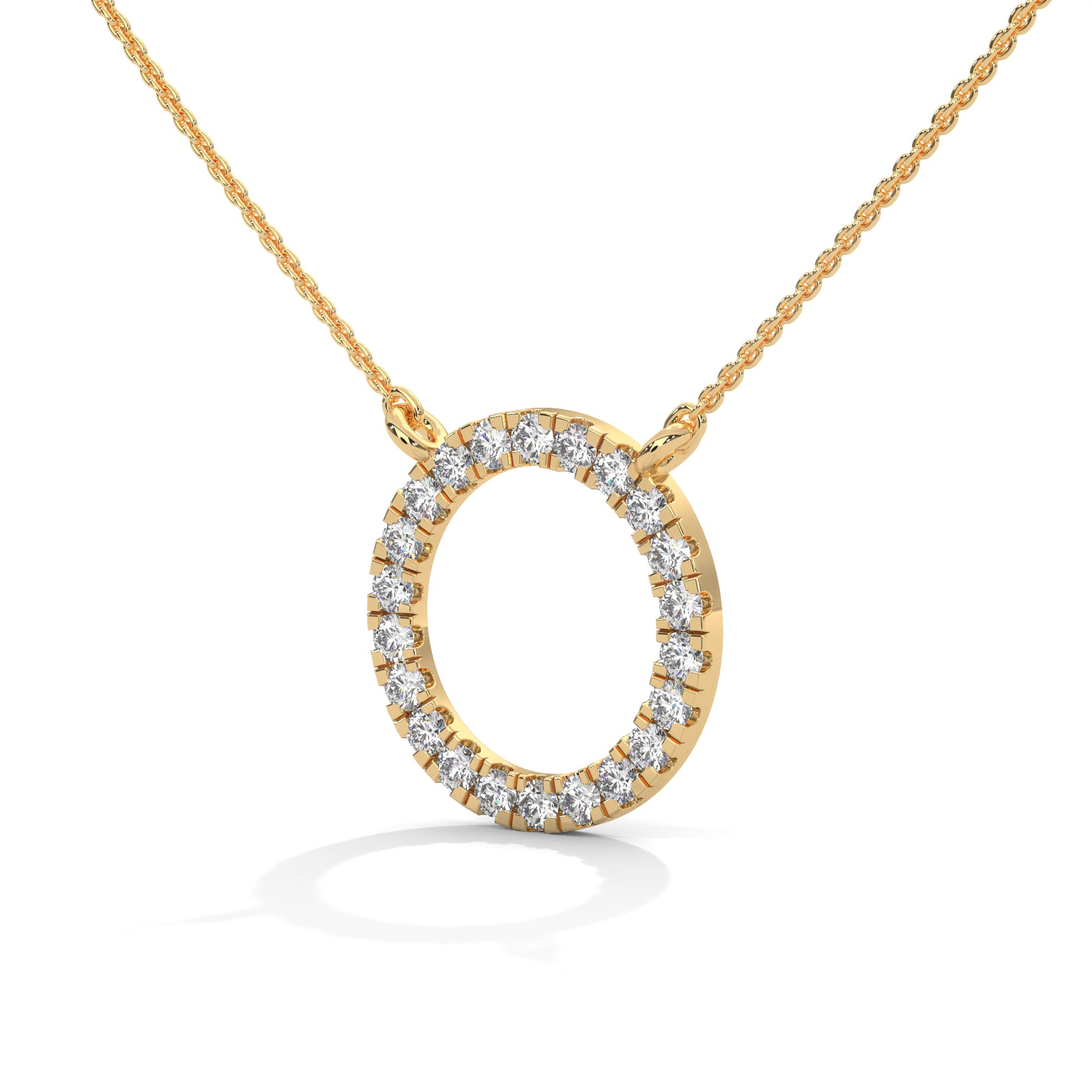 Eternal Circle: 14K Gold Diamond Halo Circle Pendant Necklace | 0.40CTW