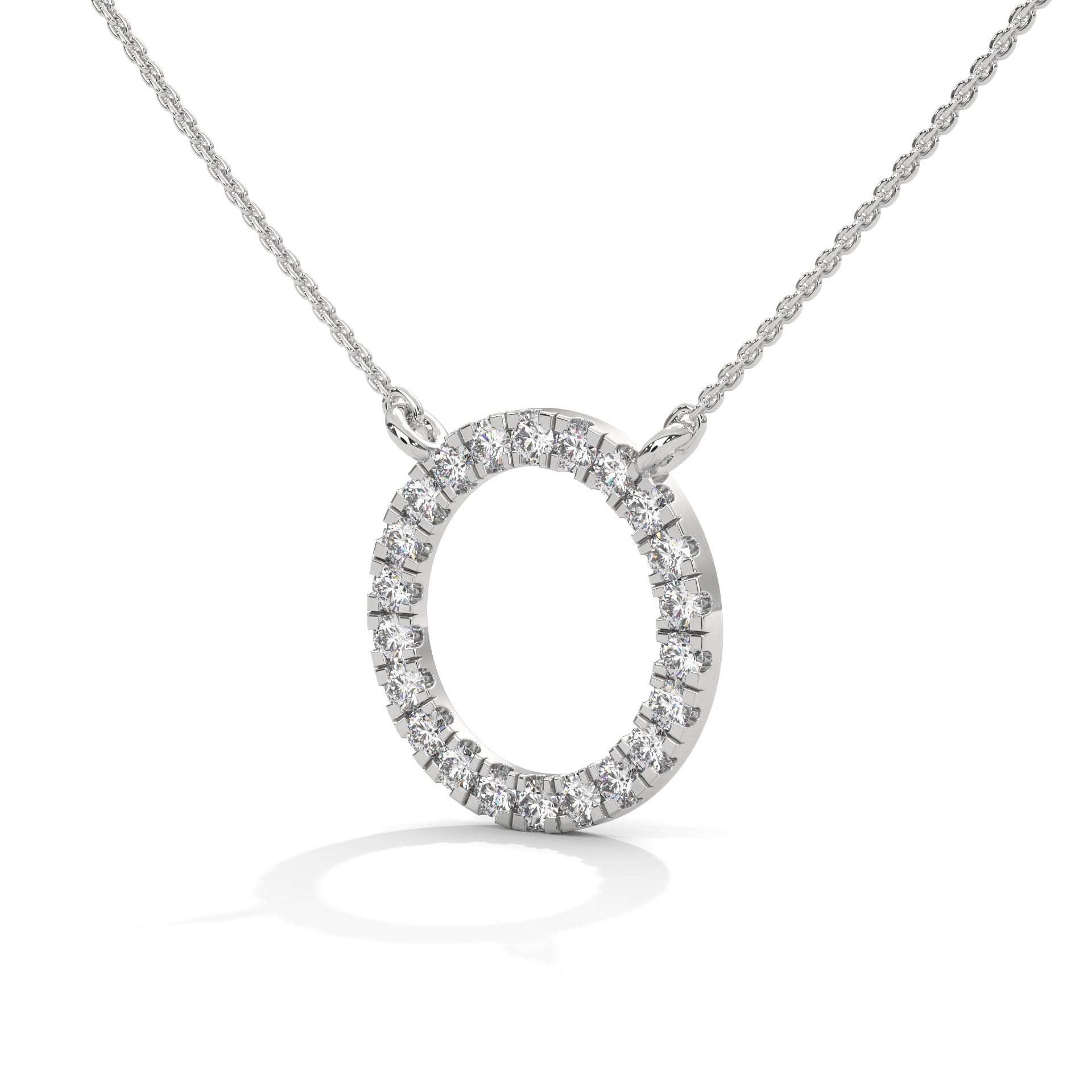 Eternal Circle: 14K Gold Diamond Halo Circle Pendant Necklace | 0.40CTW