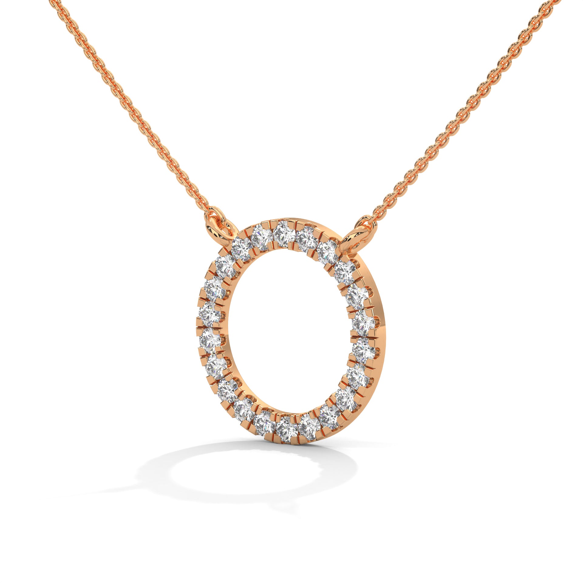 Eternal Circle: 14K Gold Diamond Halo Circle Pendant Necklace | 0.40CTW