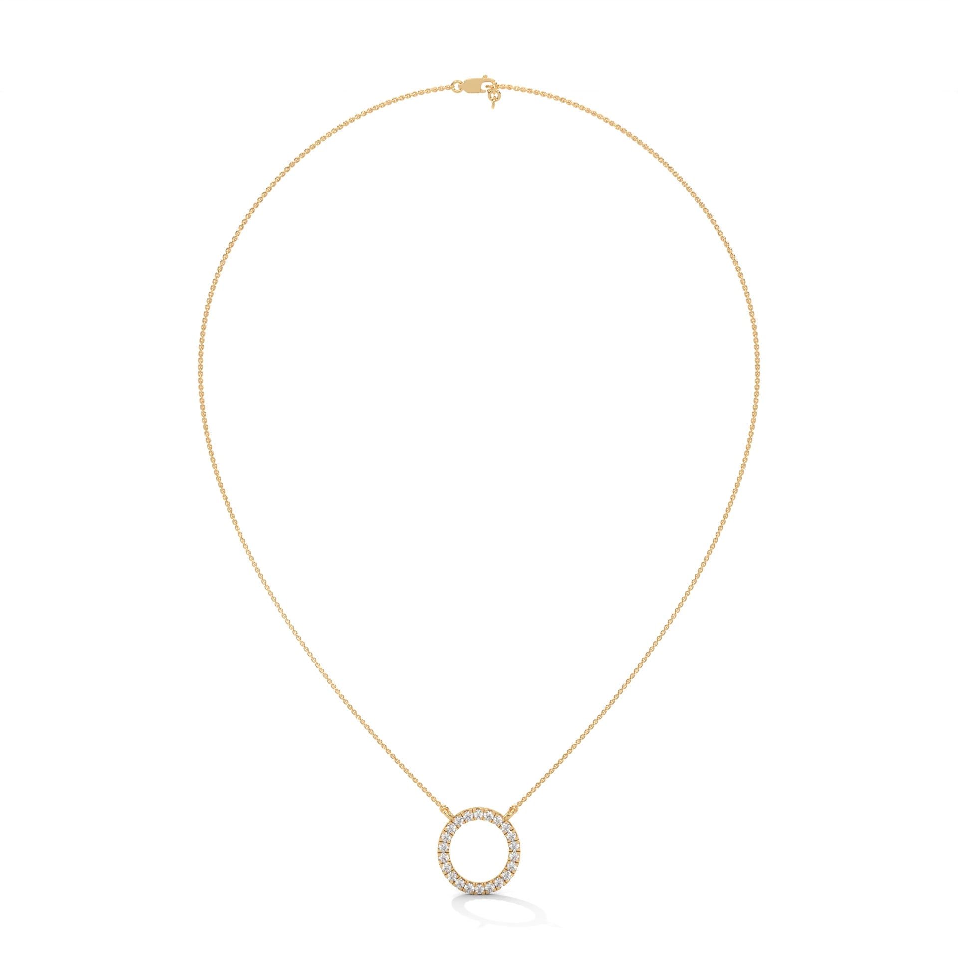 Eternal Circle: 14K Gold Diamond Halo Circle Pendant Necklace | 0.40CTW