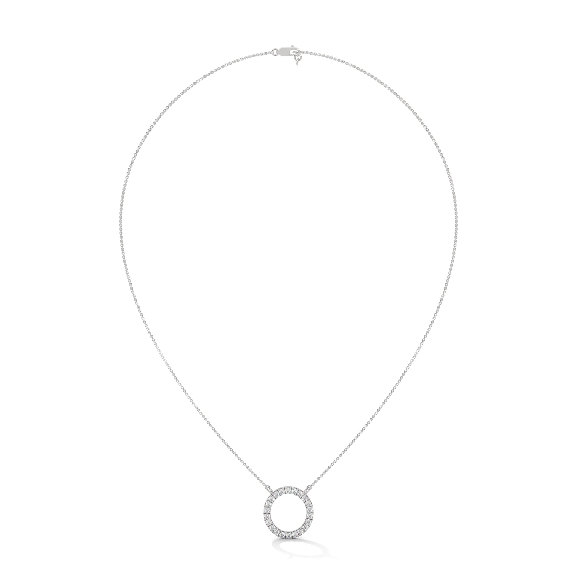 Eternal Circle: 14K Gold Diamond Halo Circle Pendant Necklace | 0.40CTW