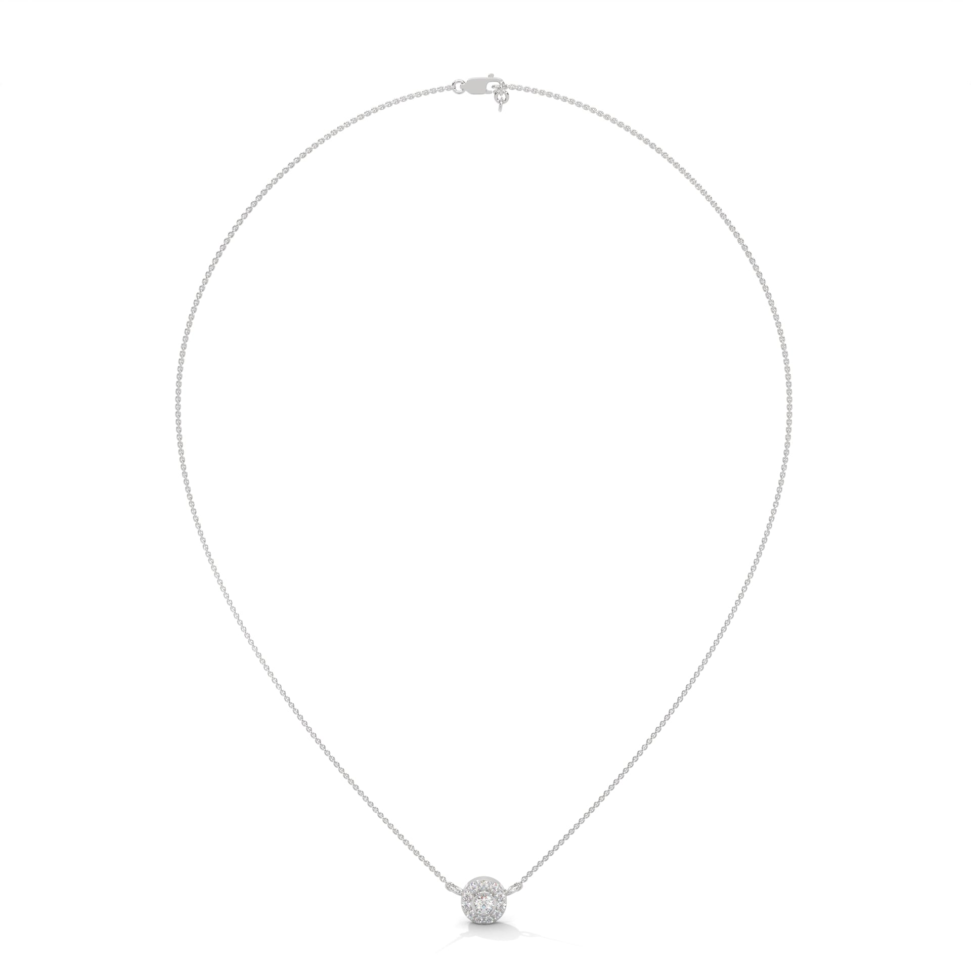 Round-Cut Diamond Bezel Halo Pendant 14K Gold Necklace | 0.26 CTW