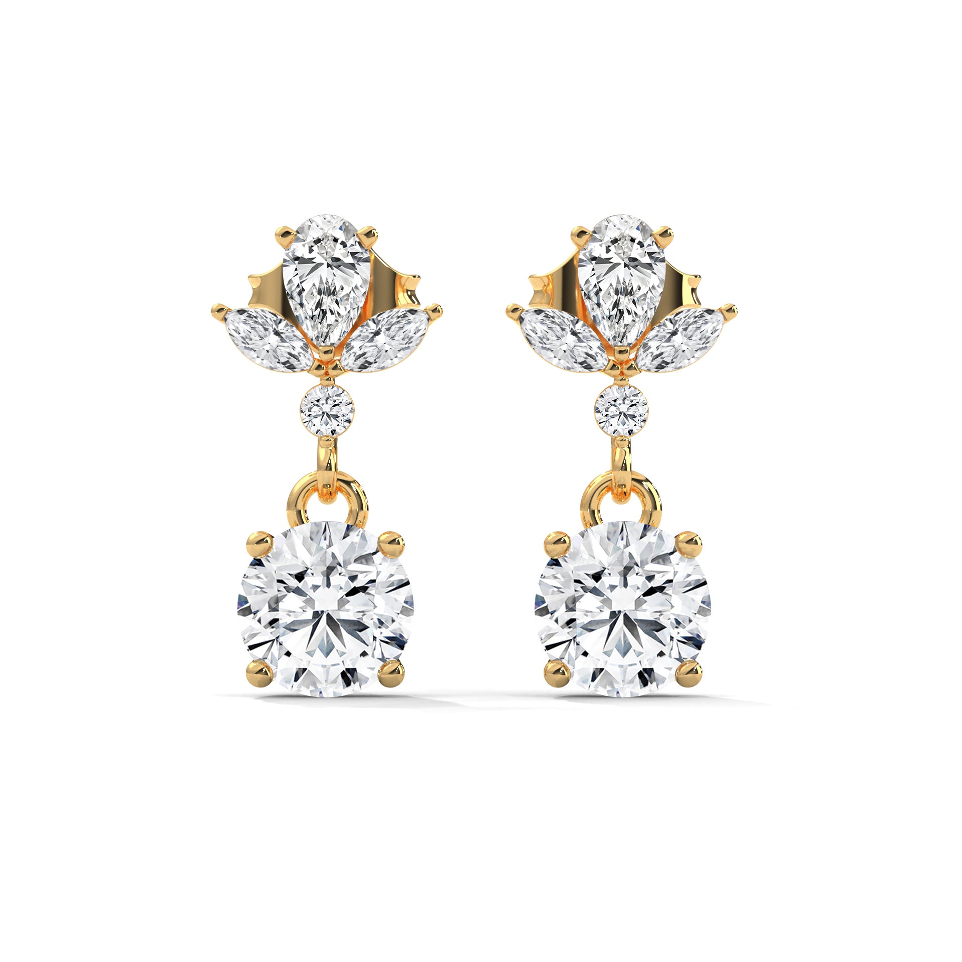 Floral Diamond Drop Earrings in 14K & 18K Gold | 1.50 CTW