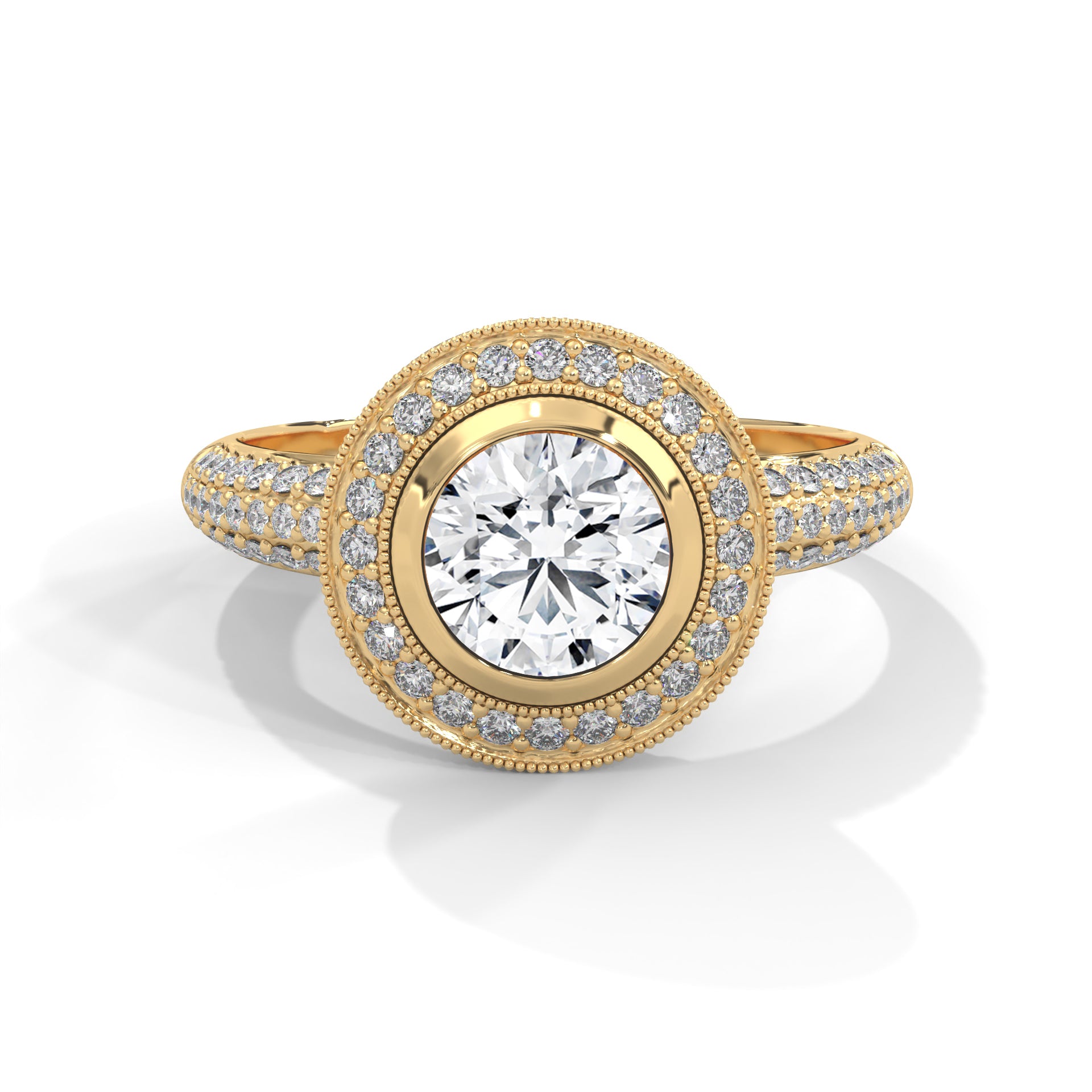 The Starlight Embrace 1.50 CTW Round-Cut Diamond Engagement Ring | E-VS1