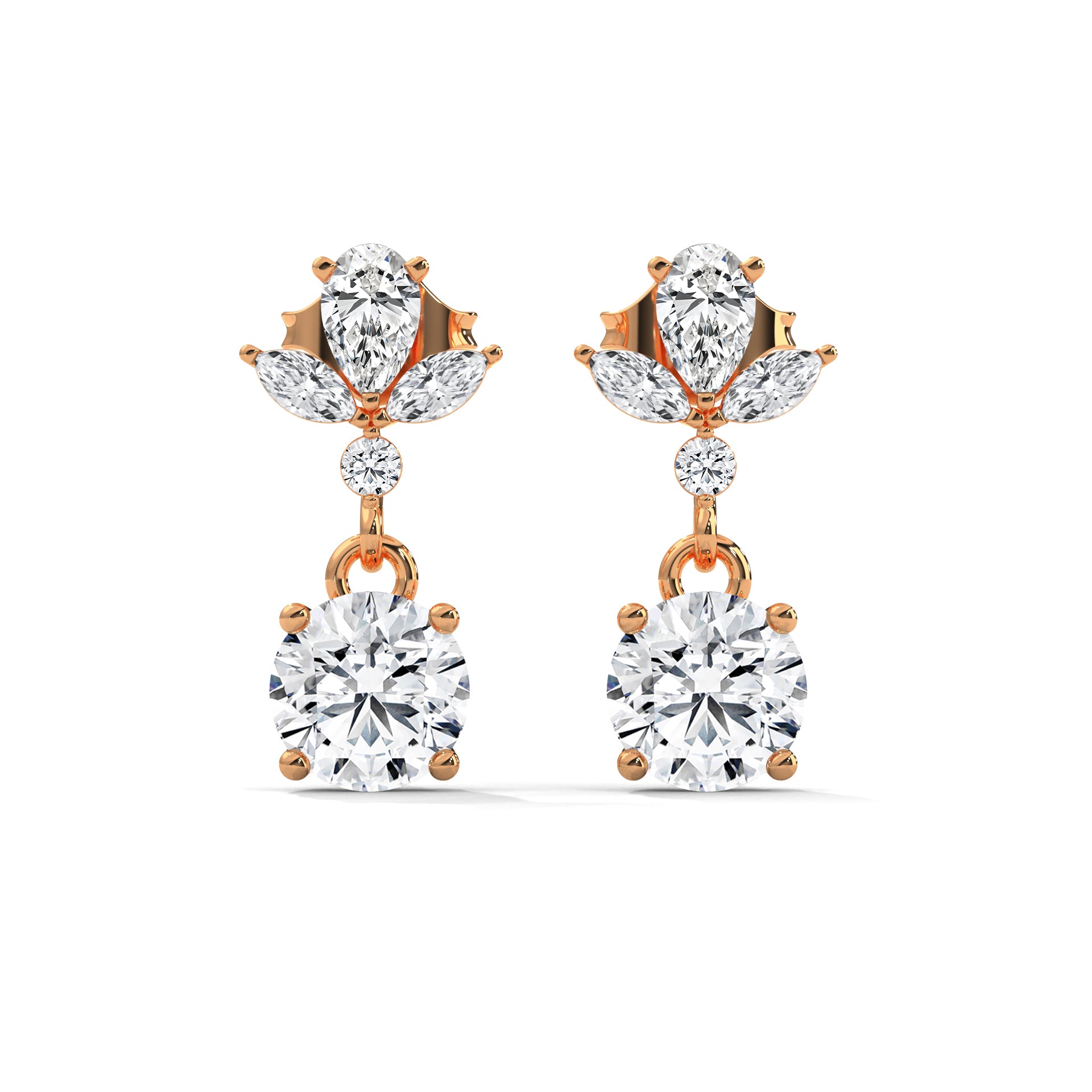 Floral Diamond Drop Earrings in 14K & 18K Gold | 1.50 CTW