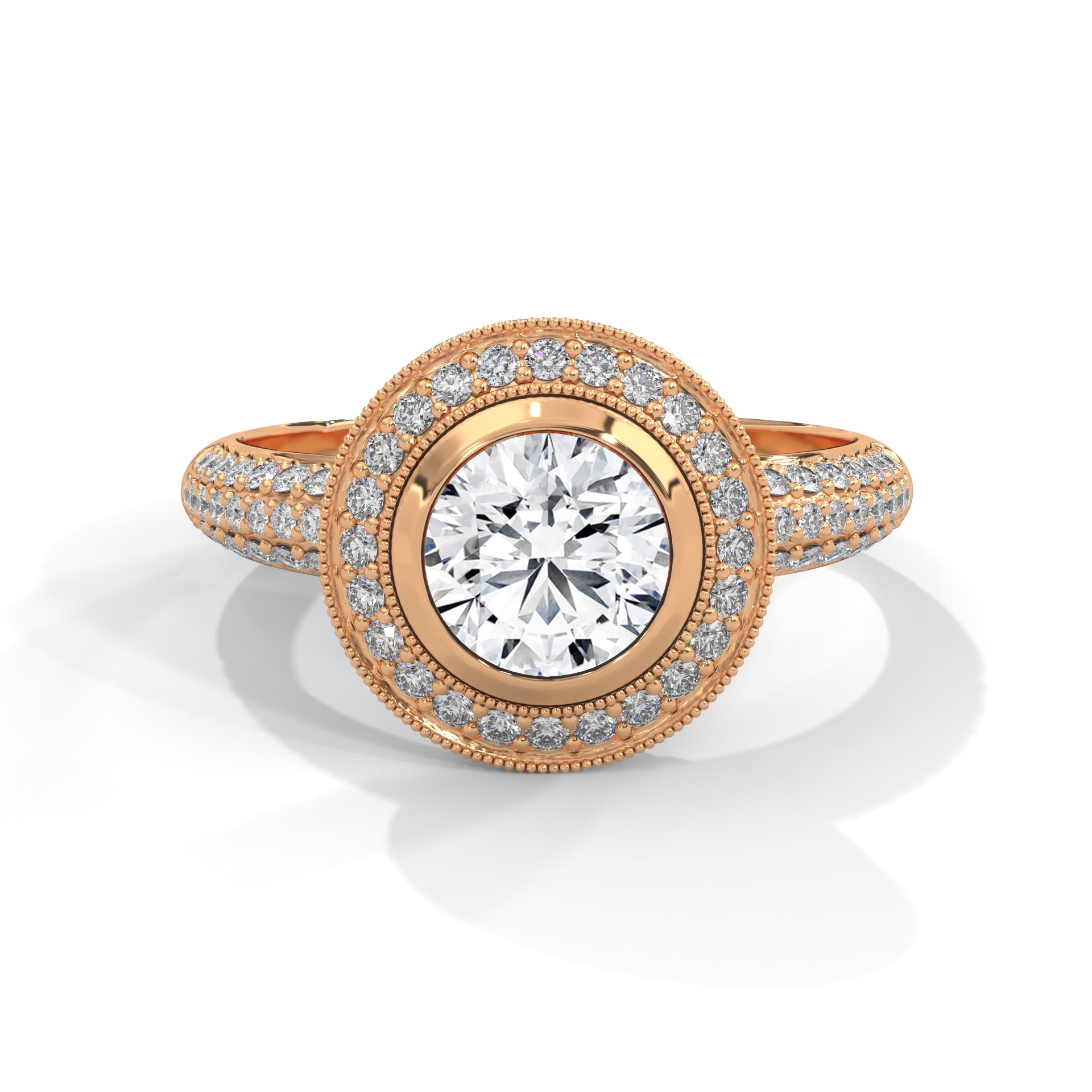 The Starlight Embrace 1.50 CTW Round-Cut Diamond Engagement Ring | E-VS1