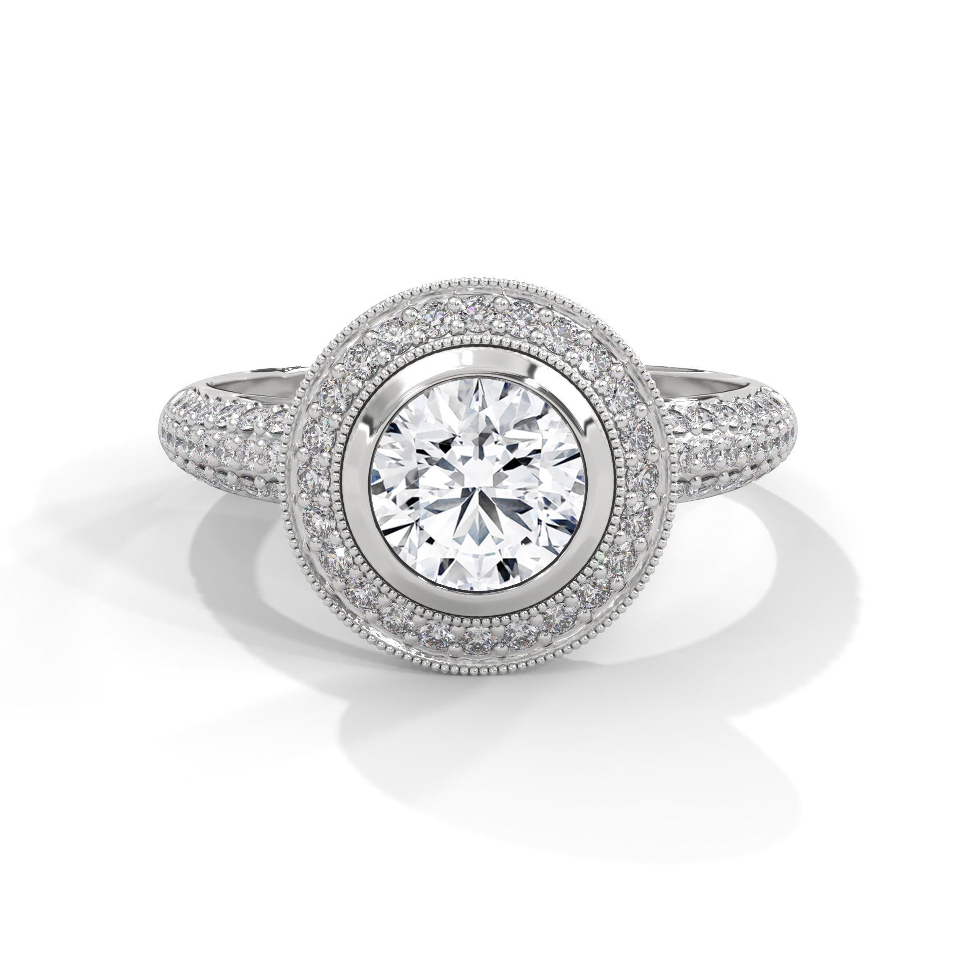 The Starlight Embrace 1.50 CTW Round-Cut Diamond Engagement Ring | E-VS1