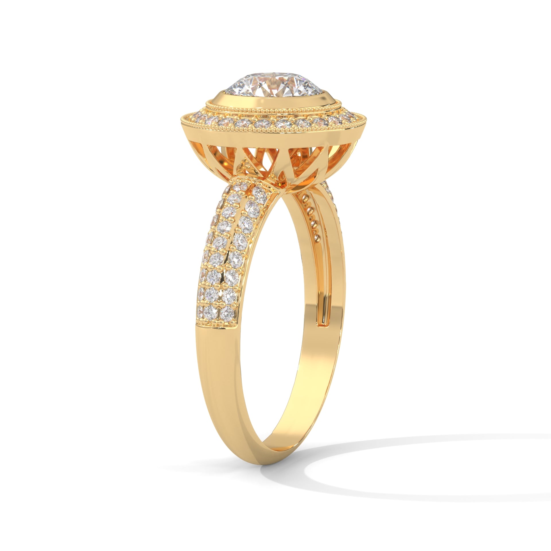 The Starlight Embrace 1.50 CTW Round-Cut Diamond Engagement Ring | E-VS1