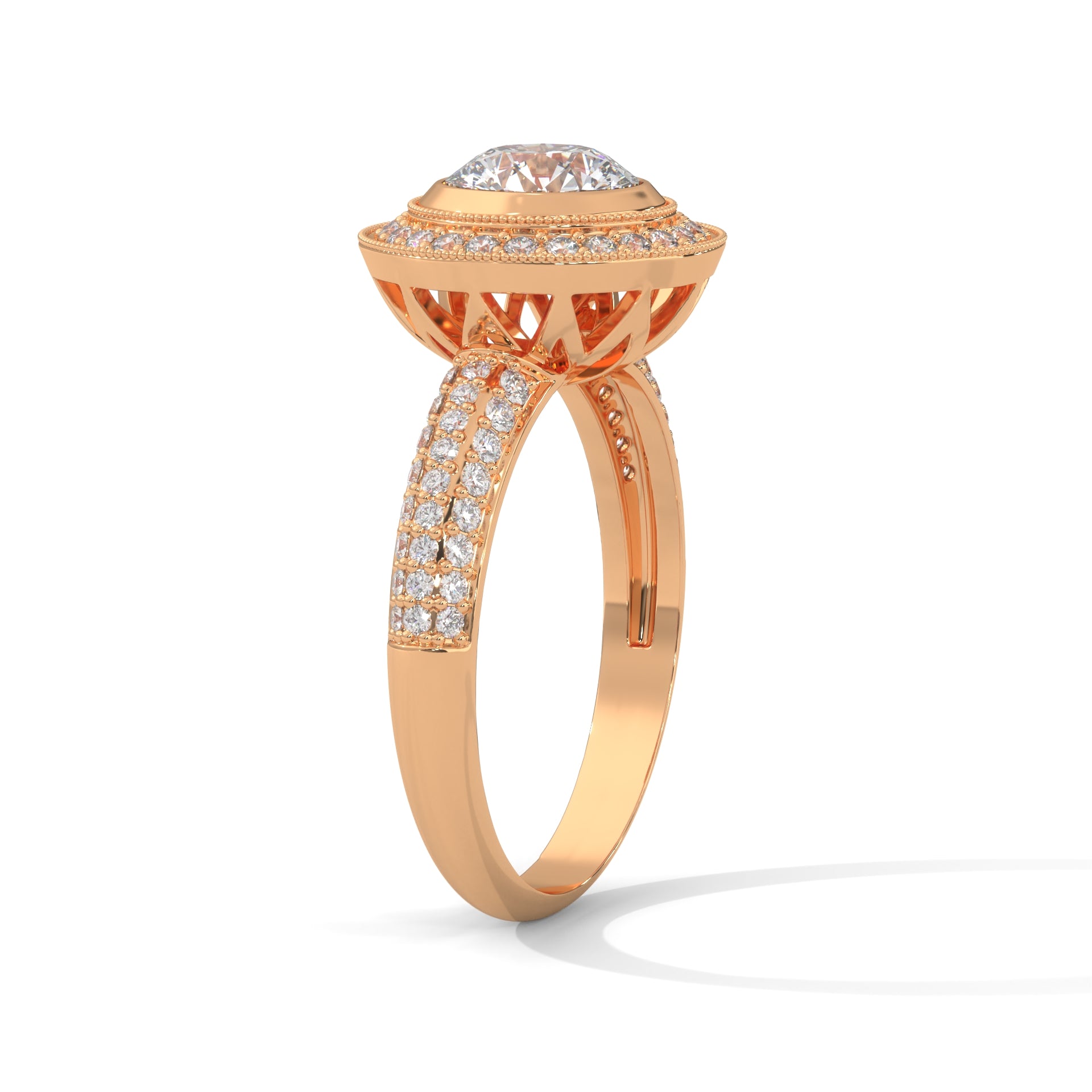 The Starlight Embrace 1.50 CTW Round-Cut Diamond Engagement Ring | E-VS1