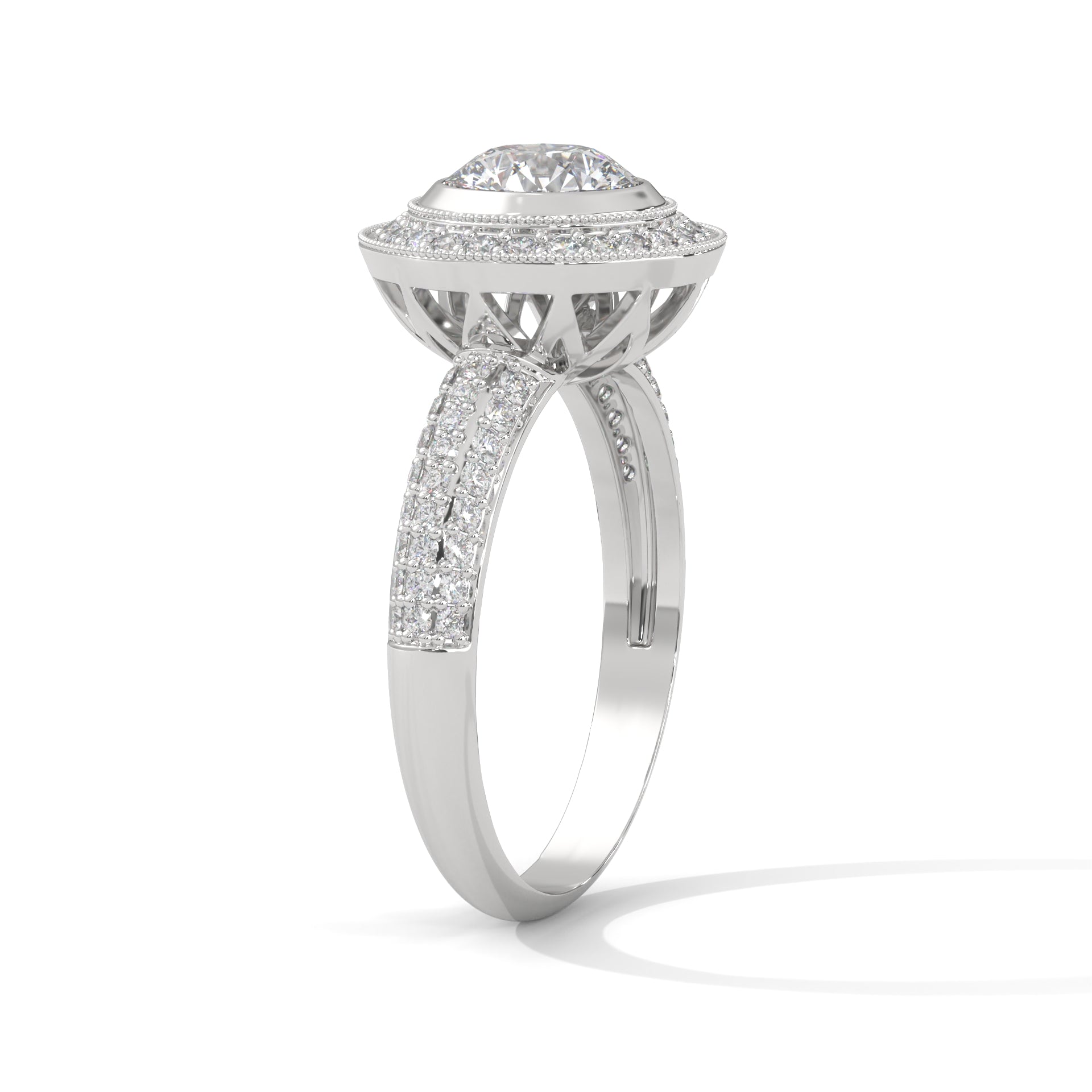 The Starlight Embrace 1.50 CTW Round-Cut Diamond Engagement Ring | E-VS1