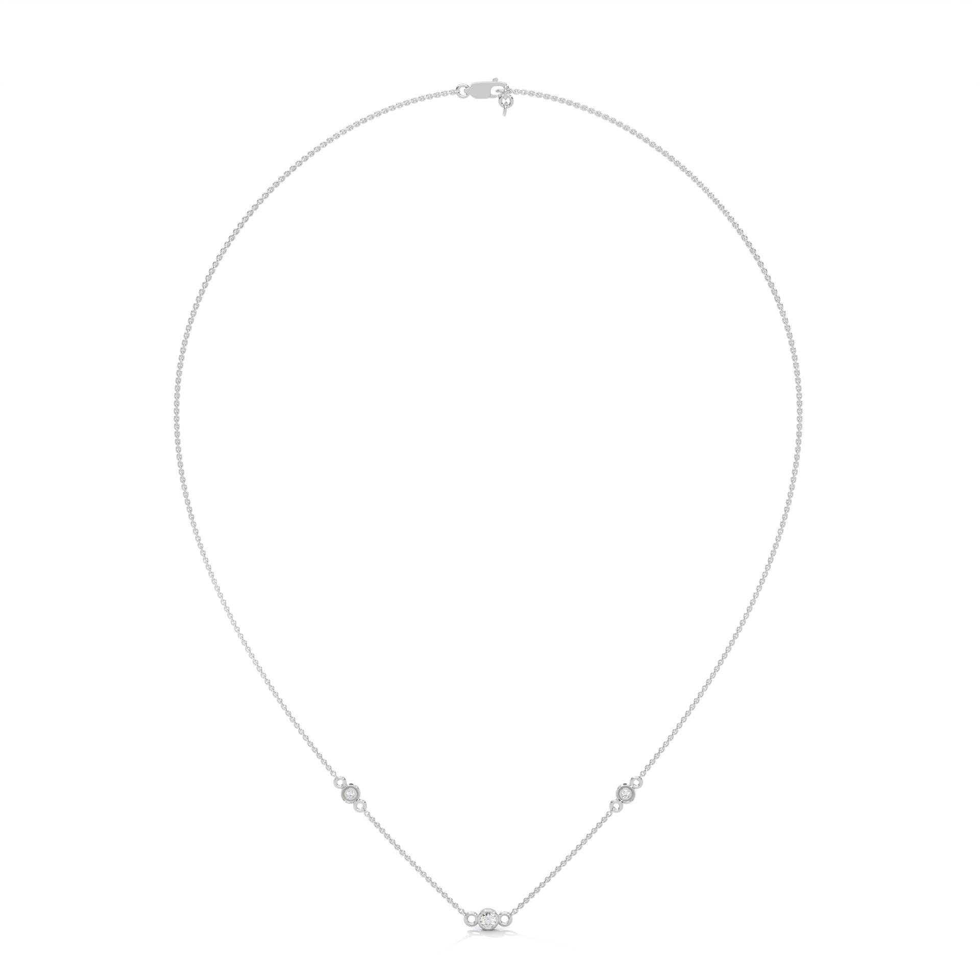 Celestial Harmony: 14K Gold Bezel-Set Diamond Station Necklace
