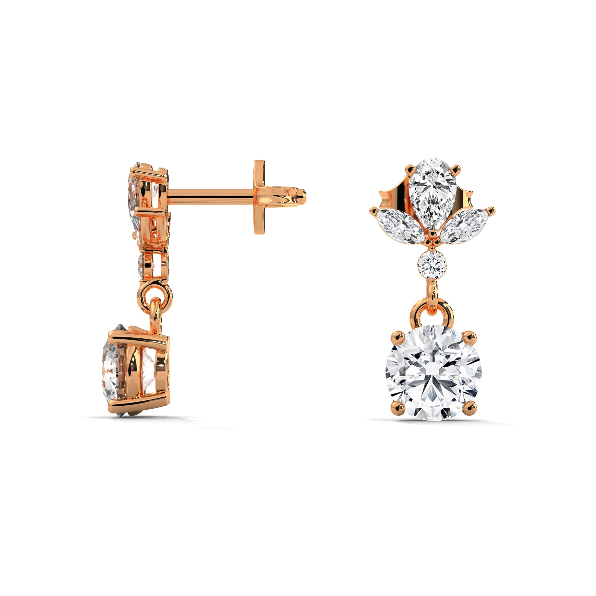 Floral Diamond Drop Earrings in 14K & 18K Gold | 1.50 CTW
