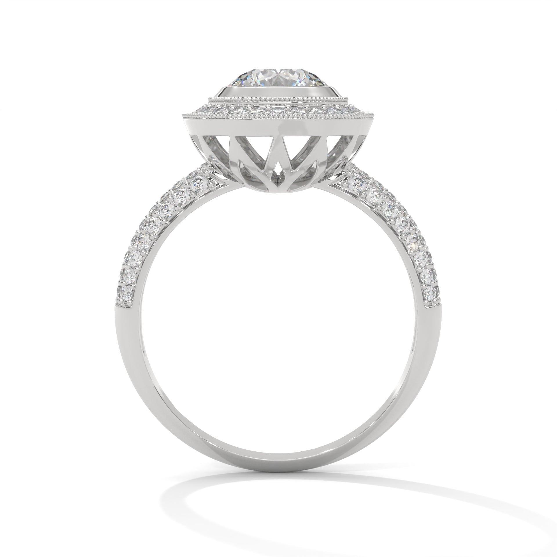 The Starlight Embrace 1.50 CTW Round-Cut Diamond Engagement Ring | E-VS1
