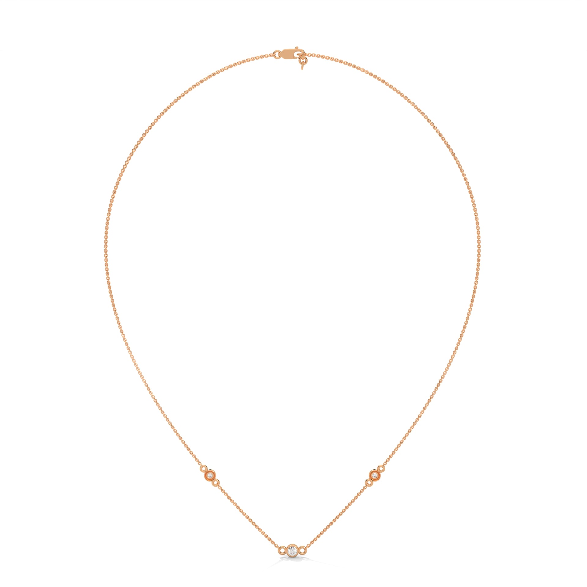 Celestial Harmony: 14K Gold Bezel-Set Diamond Station Necklace