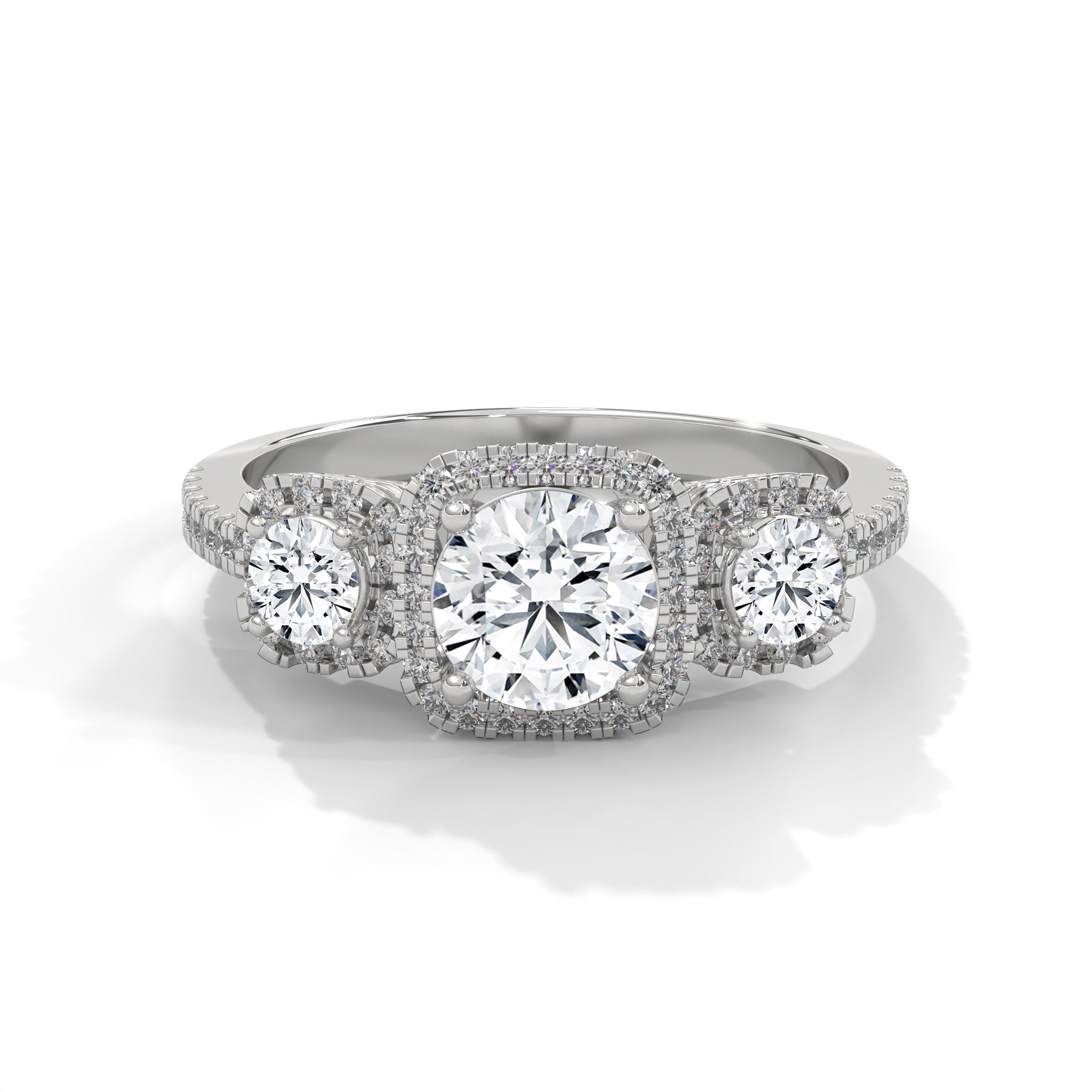 The Trinity Radiance 1.82 CTW Three-Stone Diamond Engagement Ring | F-VS1