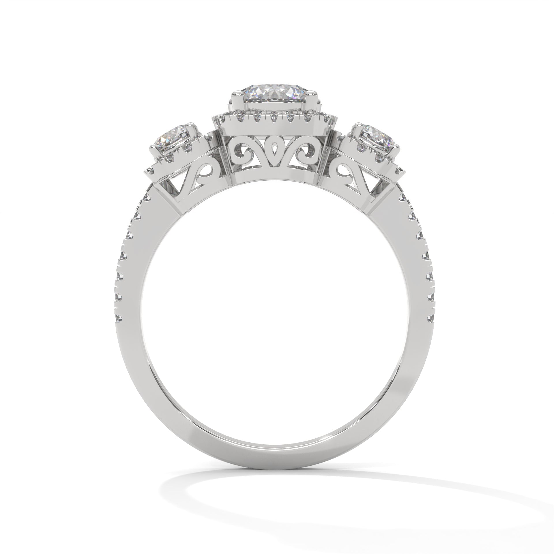 The Trinity Radiance 1.82 CTW Three-Stone Diamond Engagement Ring | F-VS1