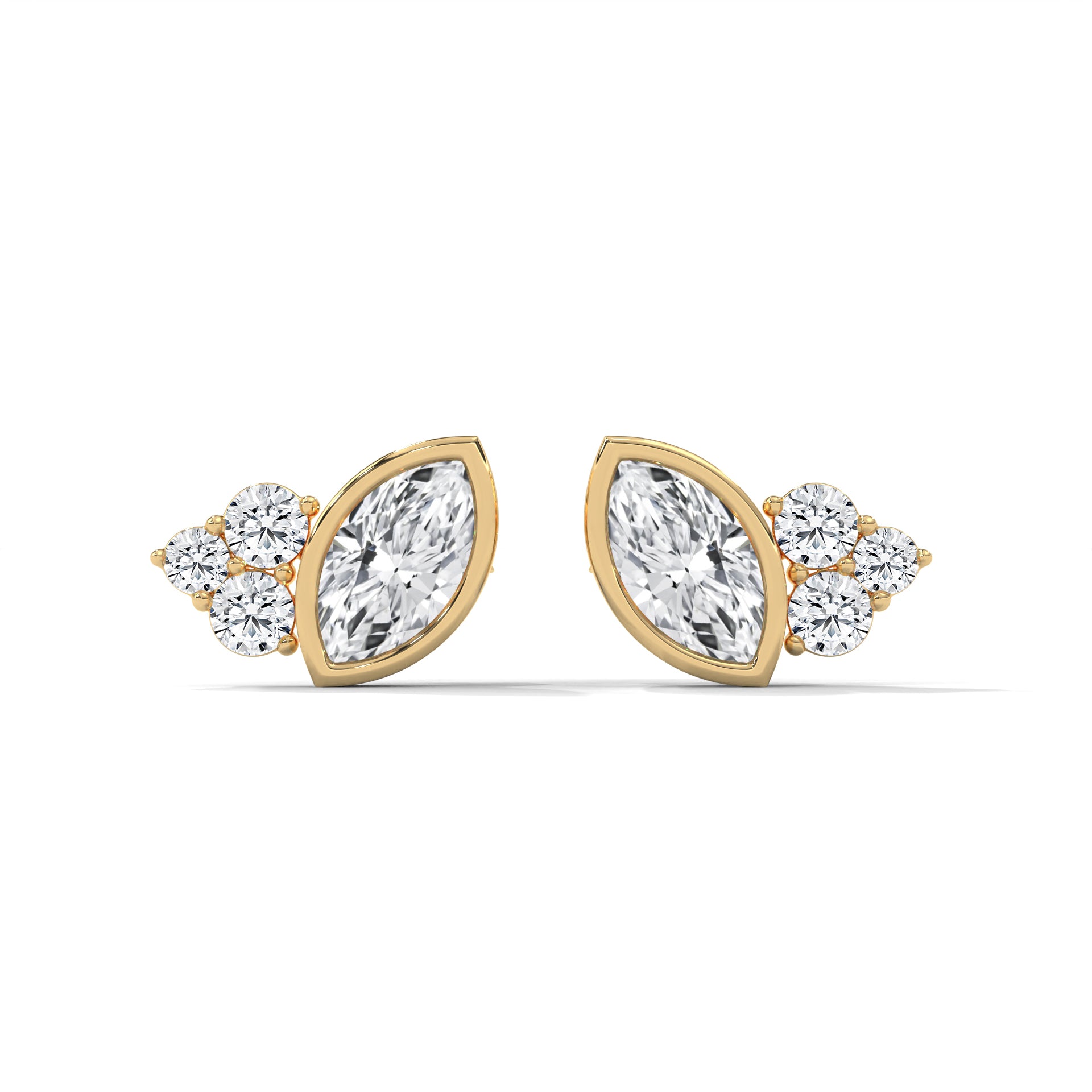 Modern Marquise Cluster E VS1 Diamond Stud Earrings in 14K & 18K Gold| 0.50 CTW