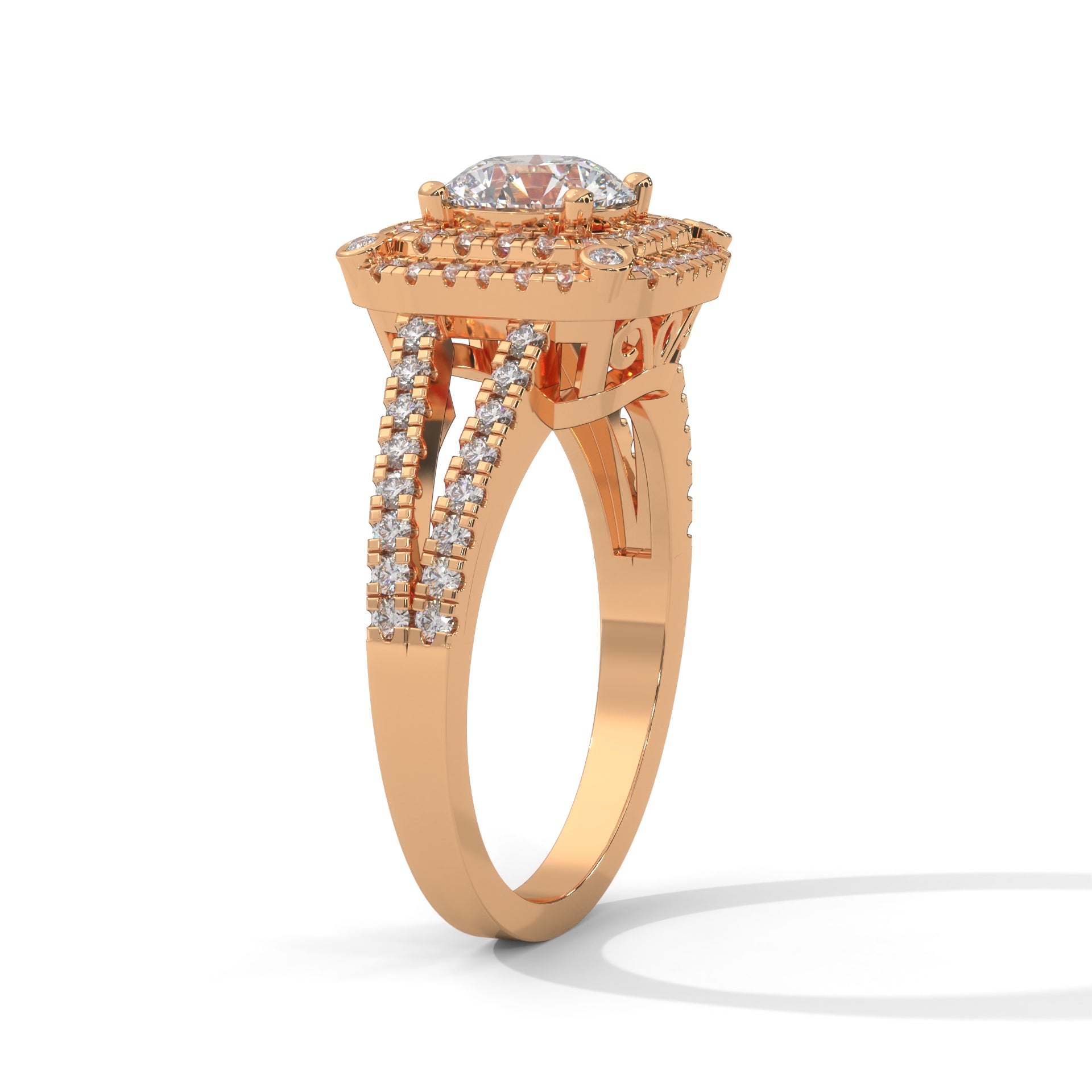 The Radiant Crown 1.40 CTW Round-Cut Diamond Engagement Ring | F-VS1