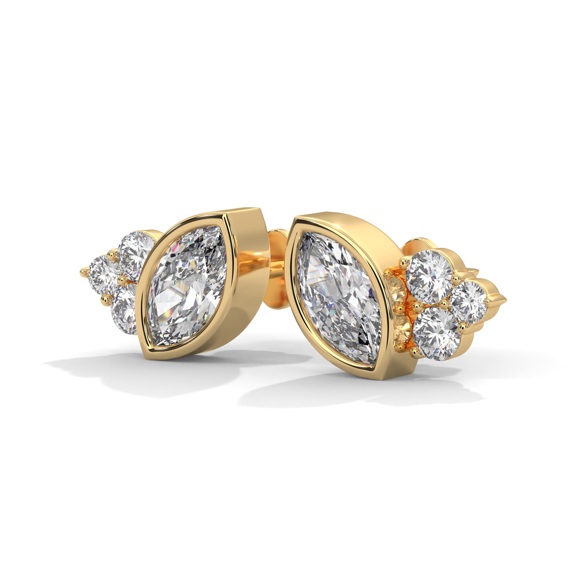 Modern Marquise Cluster E VS1 Diamond Stud Earrings in 14K & 18K Gold| 0.50 CTW