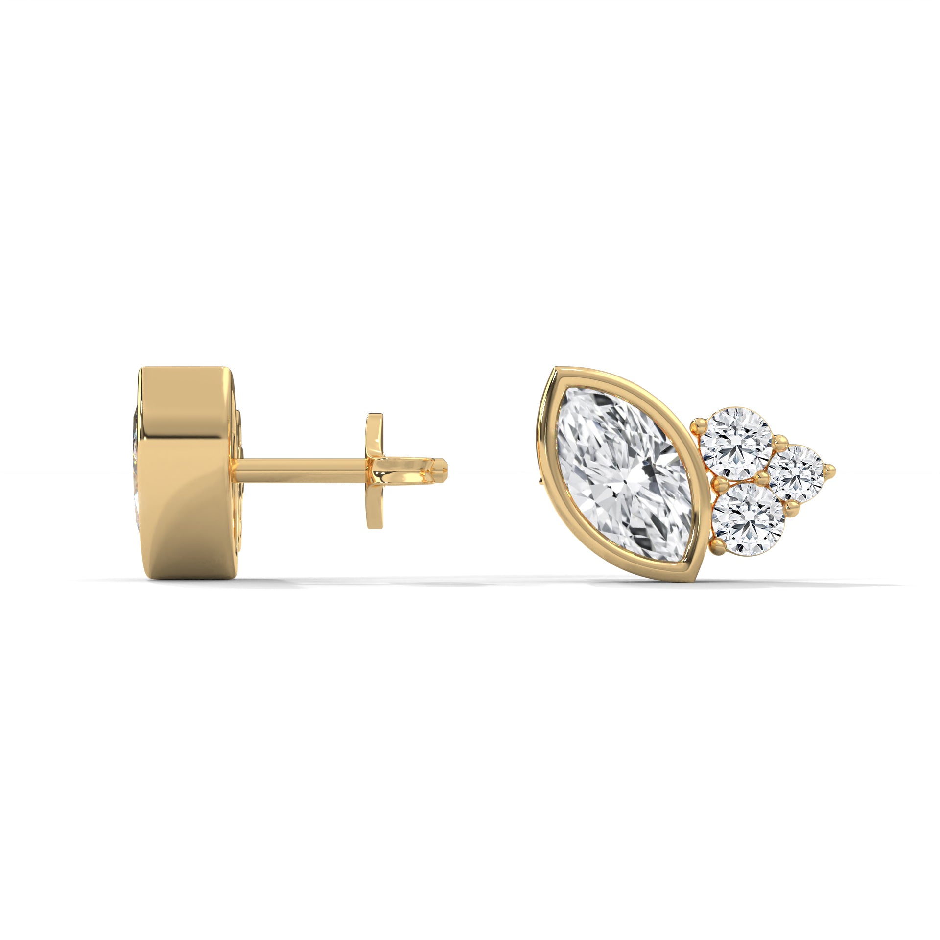 Modern Marquise Cluster E VS1 Diamond Stud Earrings in 14K & 18K Gold| 0.50 CTW