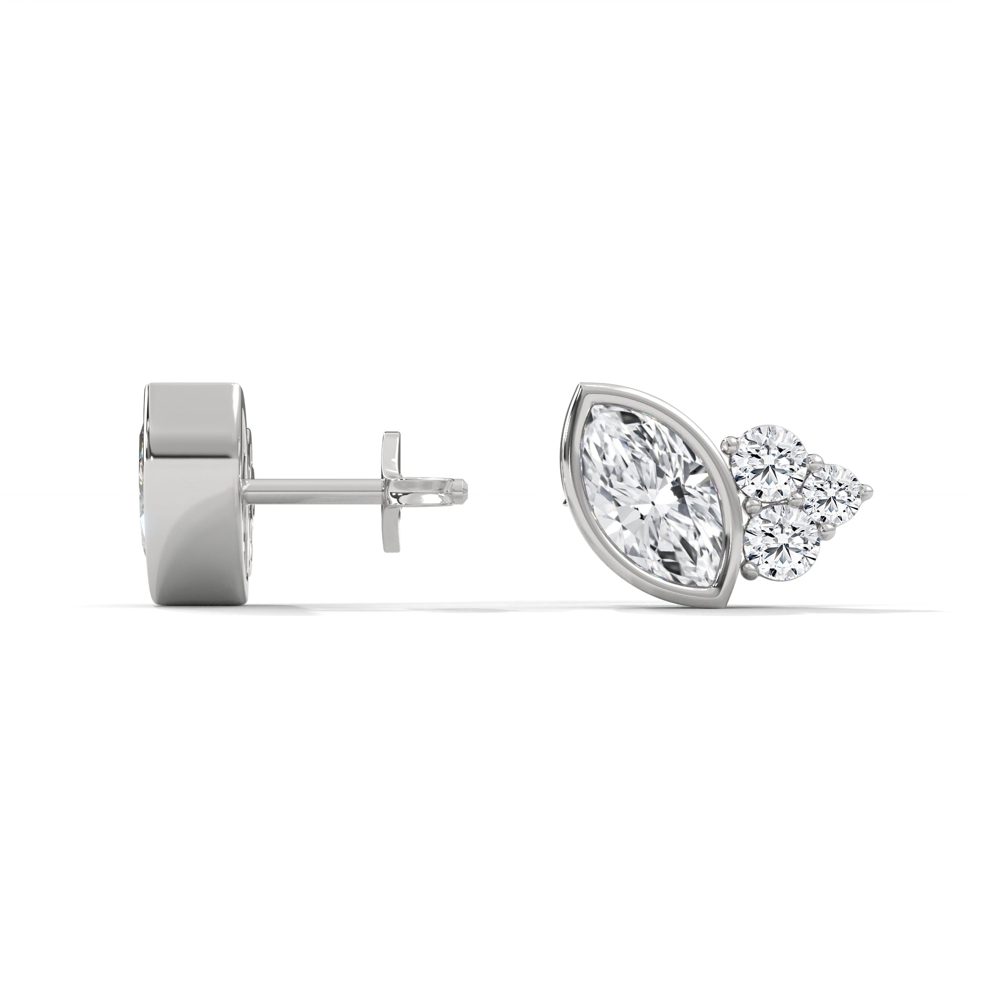 Modern Marquise Cluster E VS1 Diamond Stud Earrings in 14K & 18K Gold| 0.50 CTW