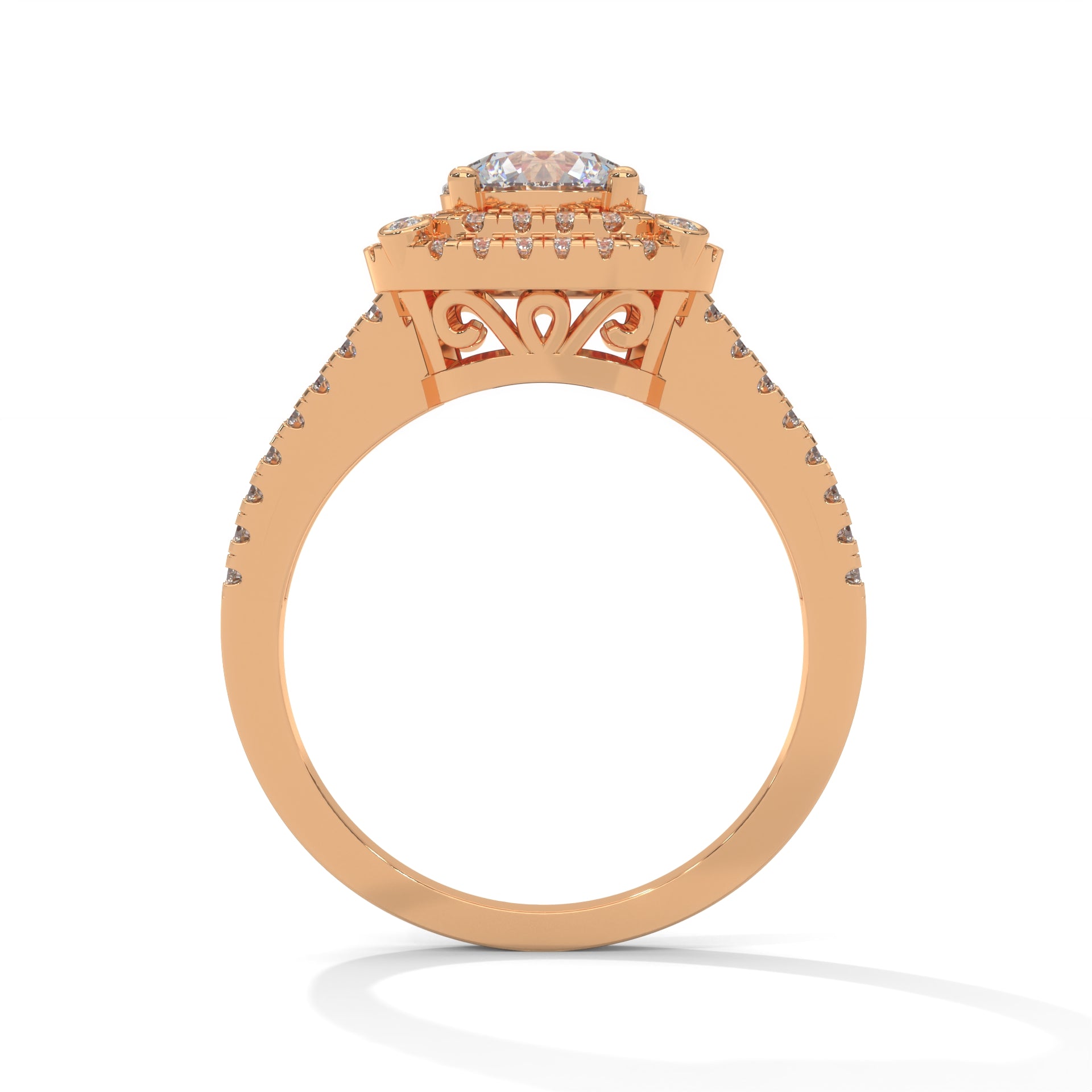 The Radiant Crown 1.40 CTW Round-Cut Diamond Engagement Ring | F-VS1