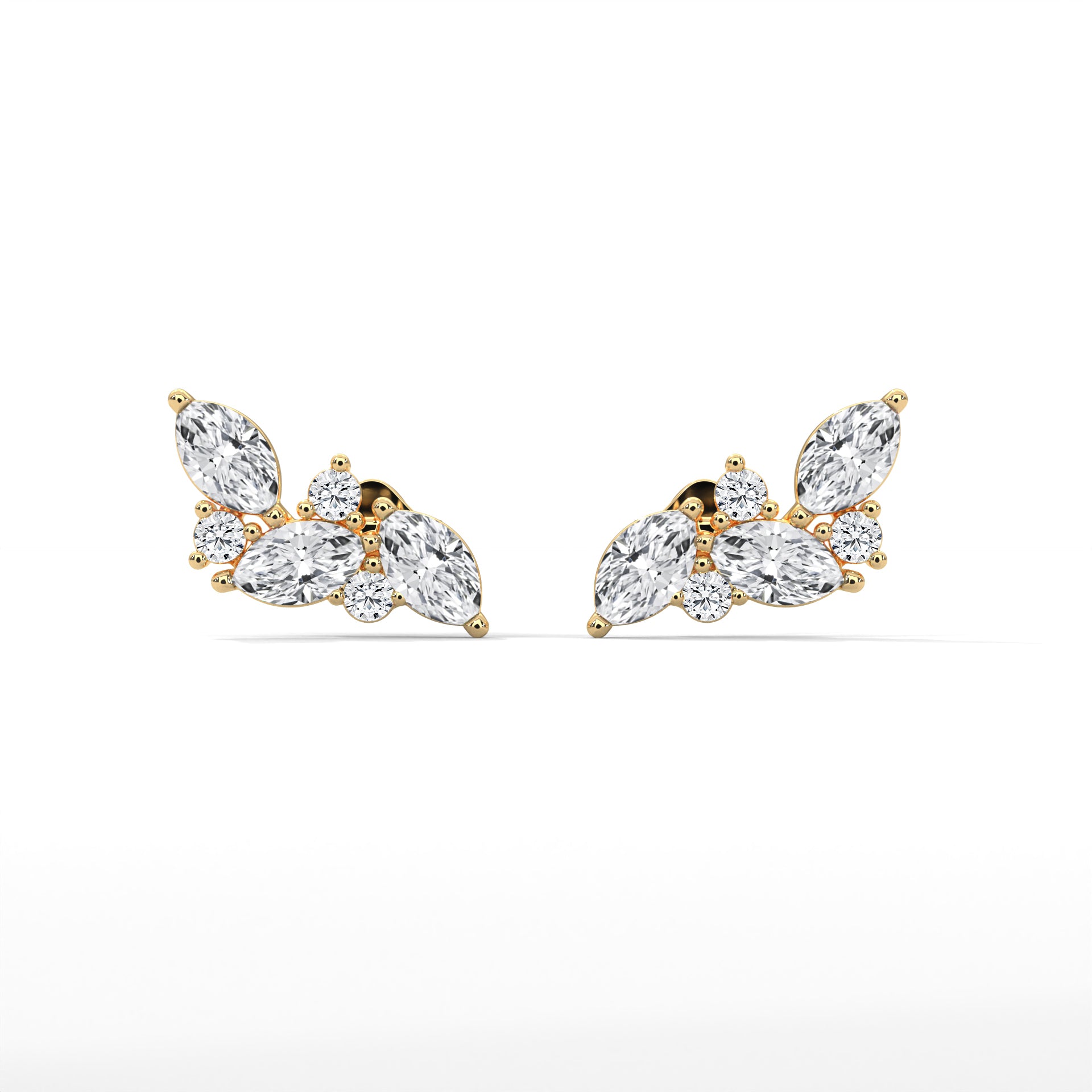 Bat-Inspired Marquise Diamond Stud Earrings in 14K & 18K Gold | 0.50 CTW | E VS1
