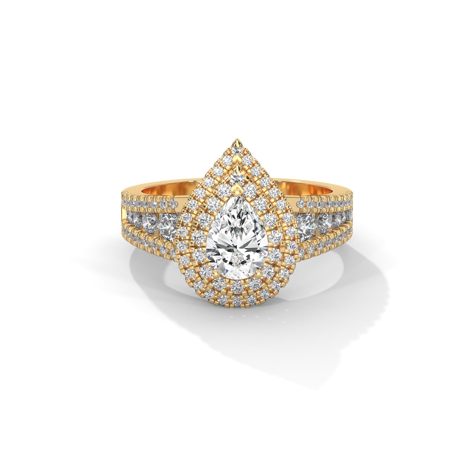 The Diamond Crest 1.56 CTW Pear-Shaped Diamond Engagement Ring | 14K/18K Gold