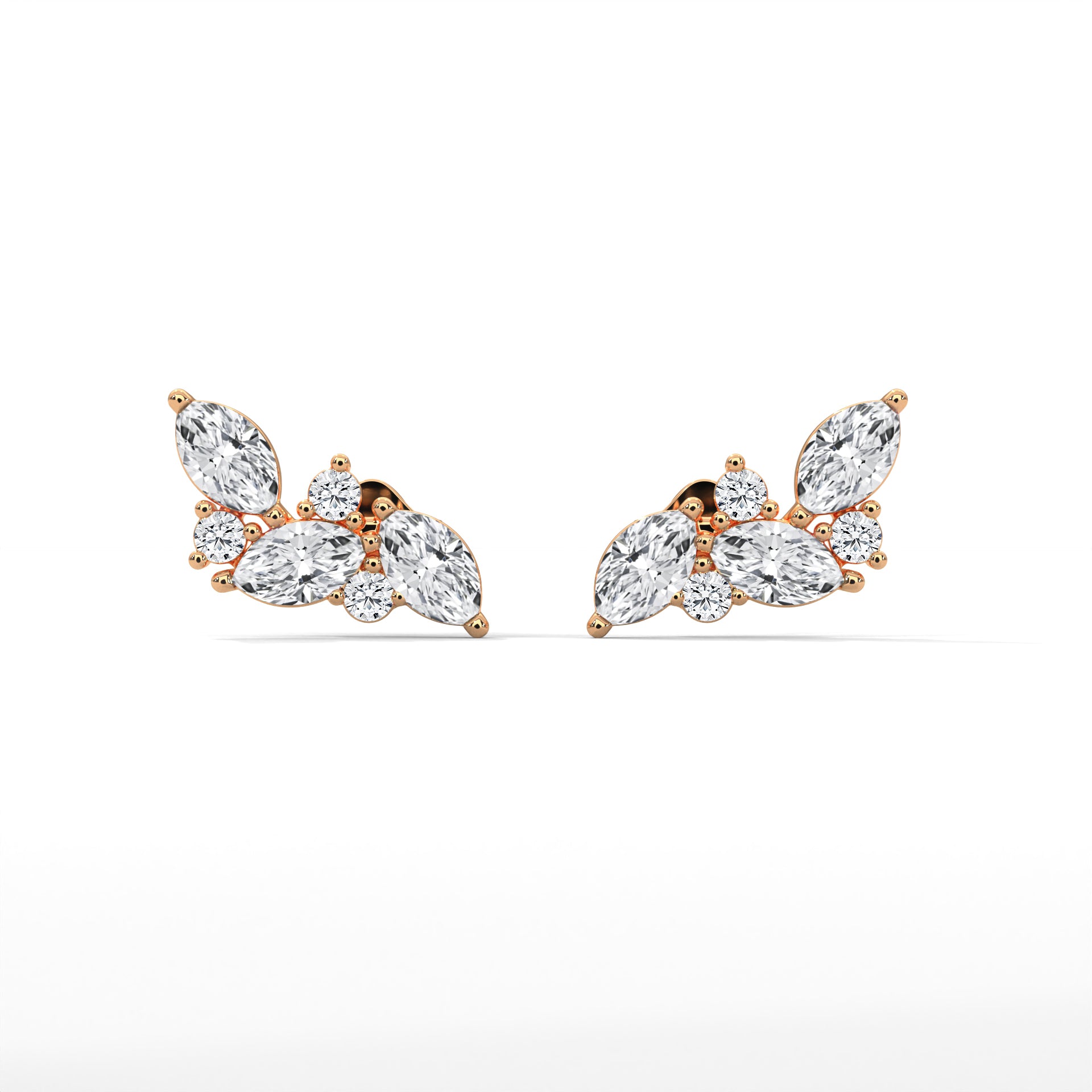 Bat-Inspired Marquise Diamond Stud Earrings in 14K & 18K Gold | 0.50 CTW | E VS1