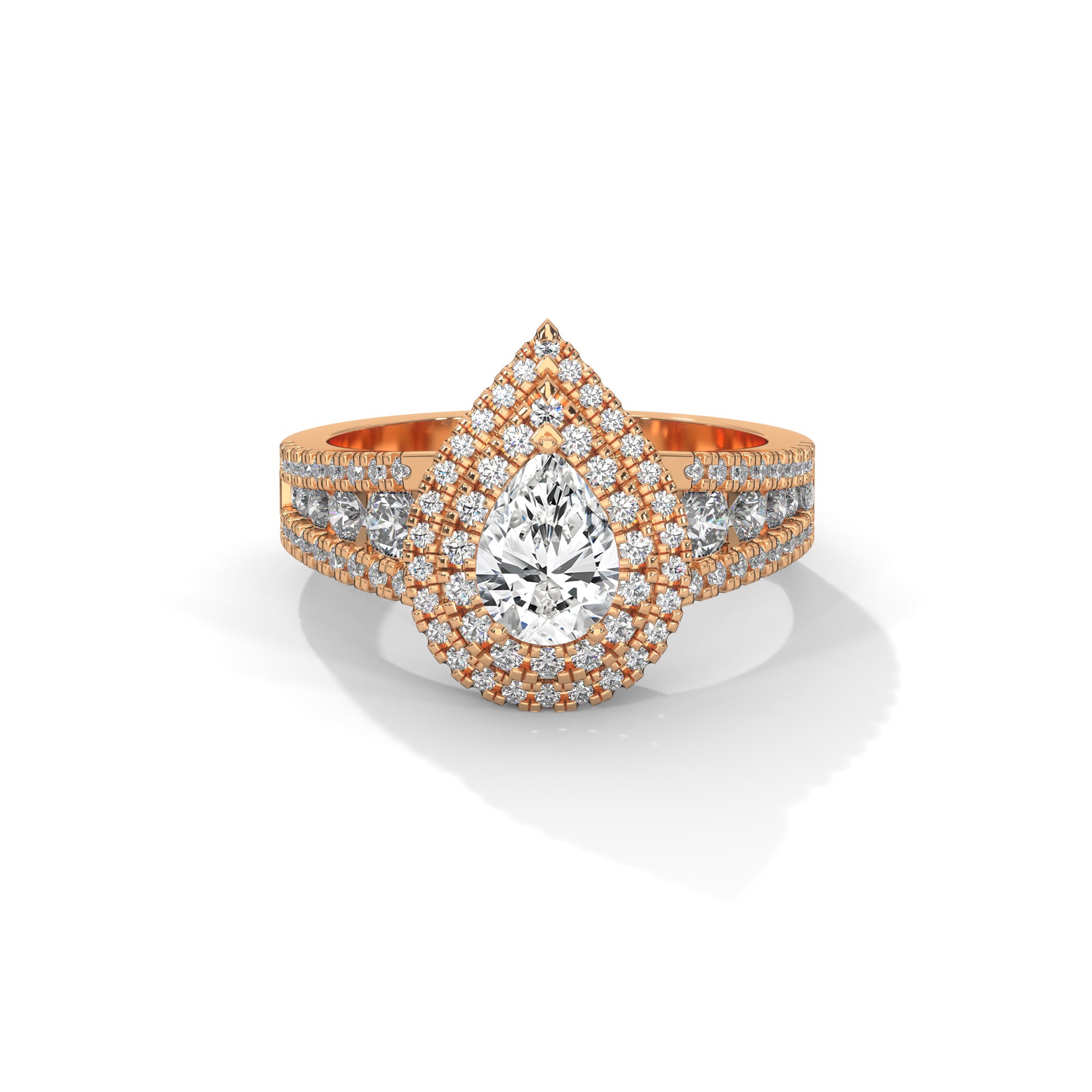 The Diamond Crest 1.56 CTW Pear-Shaped Diamond Engagement Ring | 14K/18K Gold