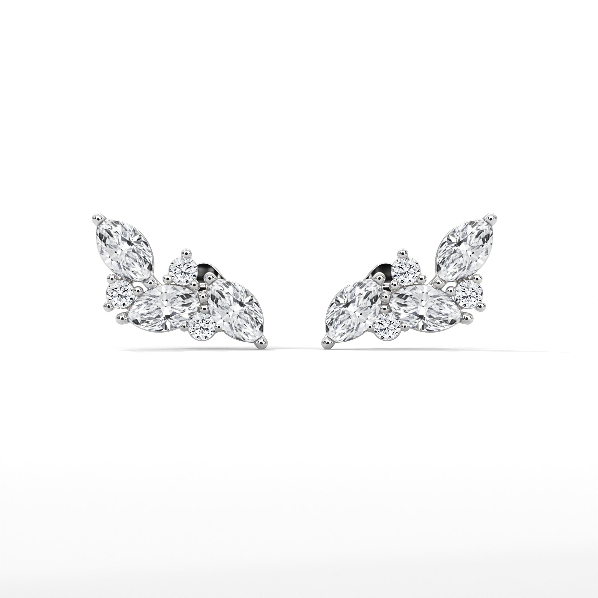 Bat-Inspired Marquise Diamond Stud Earrings in 14K & 18K Gold | 0.50 CTW | E VS1