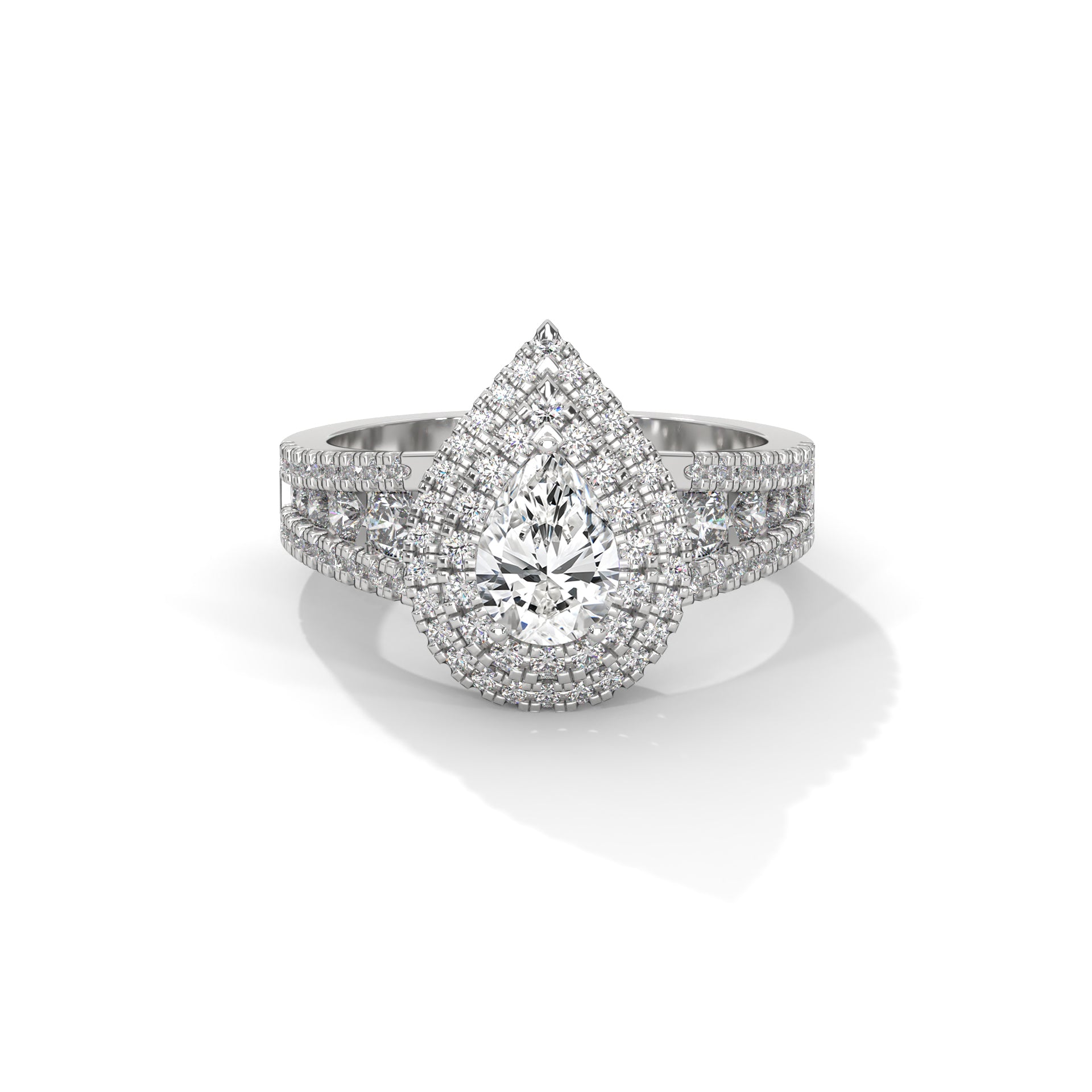 The Diamond Crest 1.56 CTW Pear-Shaped Diamond Engagement Ring | 14K/18K Gold