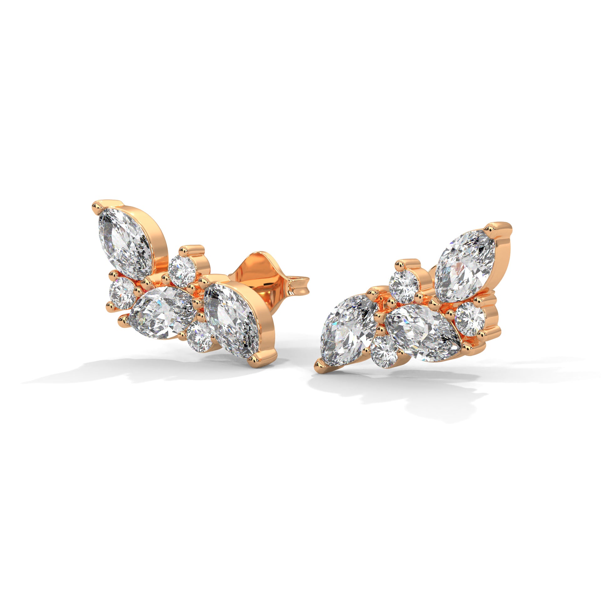 Bat-Inspired Marquise Diamond Stud Earrings in 14K & 18K Gold | 0.50 CTW | E VS1