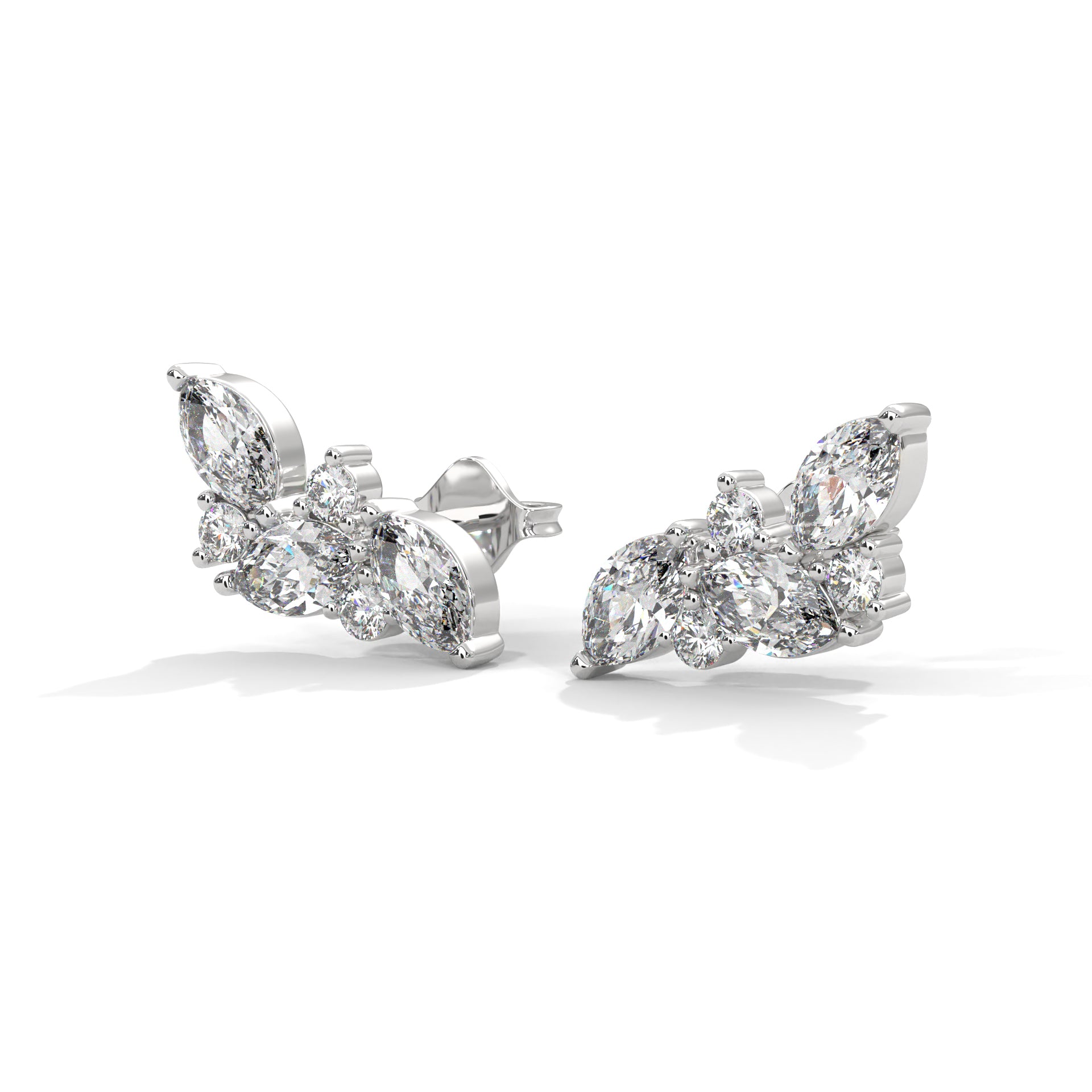 Bat-Inspired Marquise Diamond Stud Earrings in 14K & 18K Gold | 0.50 CTW | E VS1
