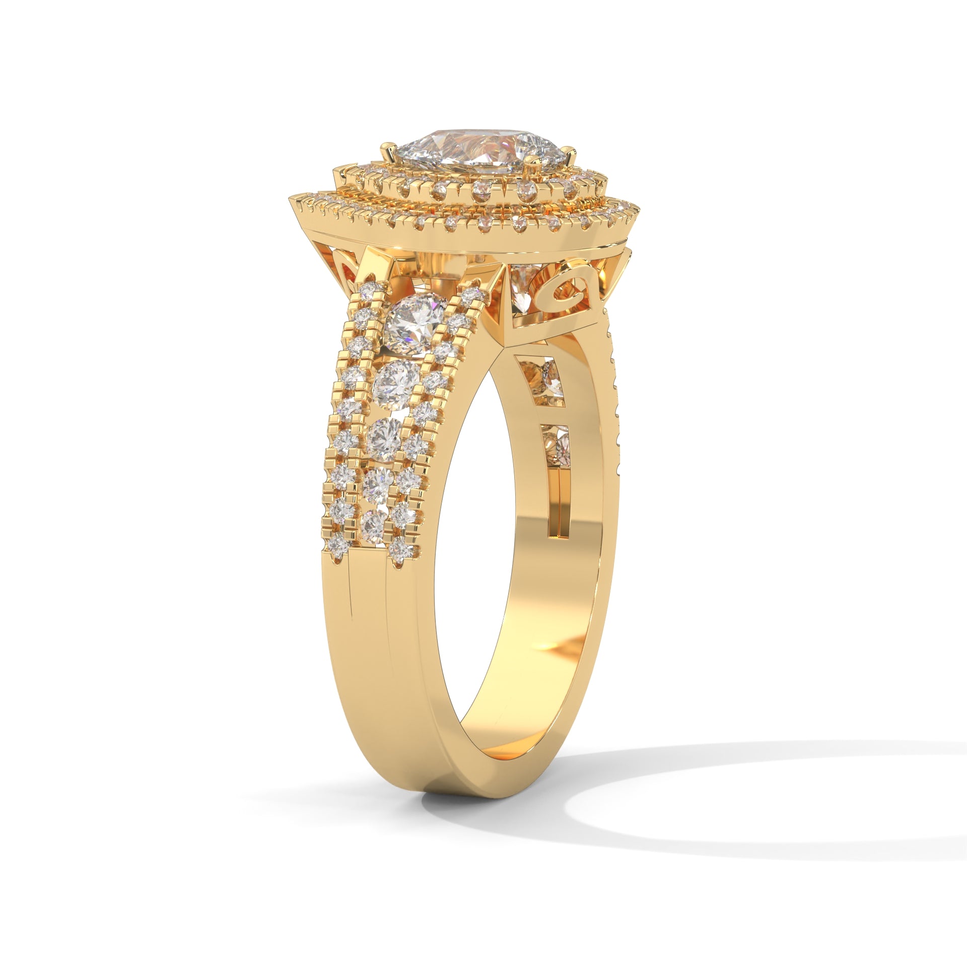 The Diamond Crest 1.56 CTW Pear-Shaped Diamond Engagement Ring | 14K/18K Gold