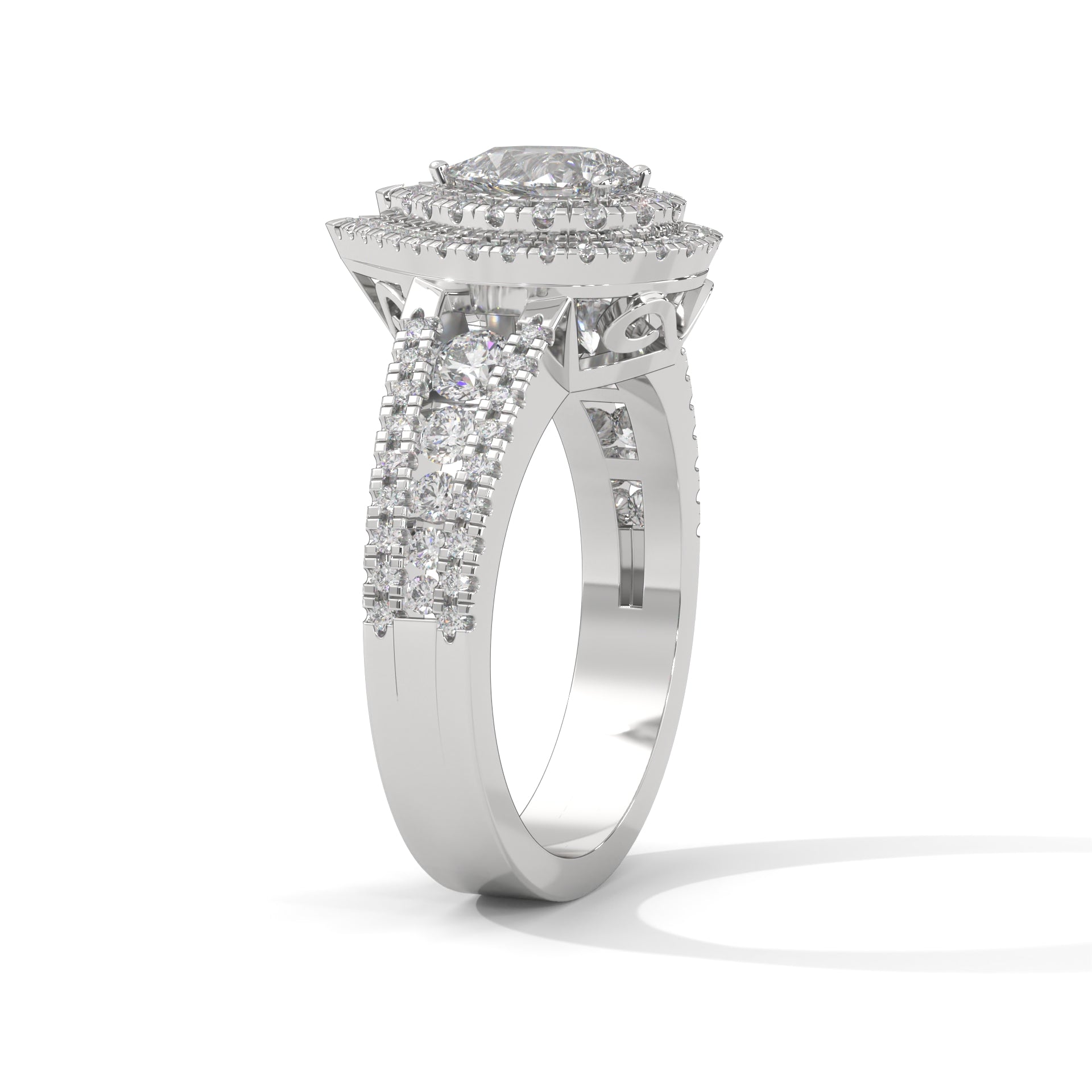 The Diamond Crest 1.56 CTW Pear-Shaped Diamond Engagement Ring | 14K/18K Gold