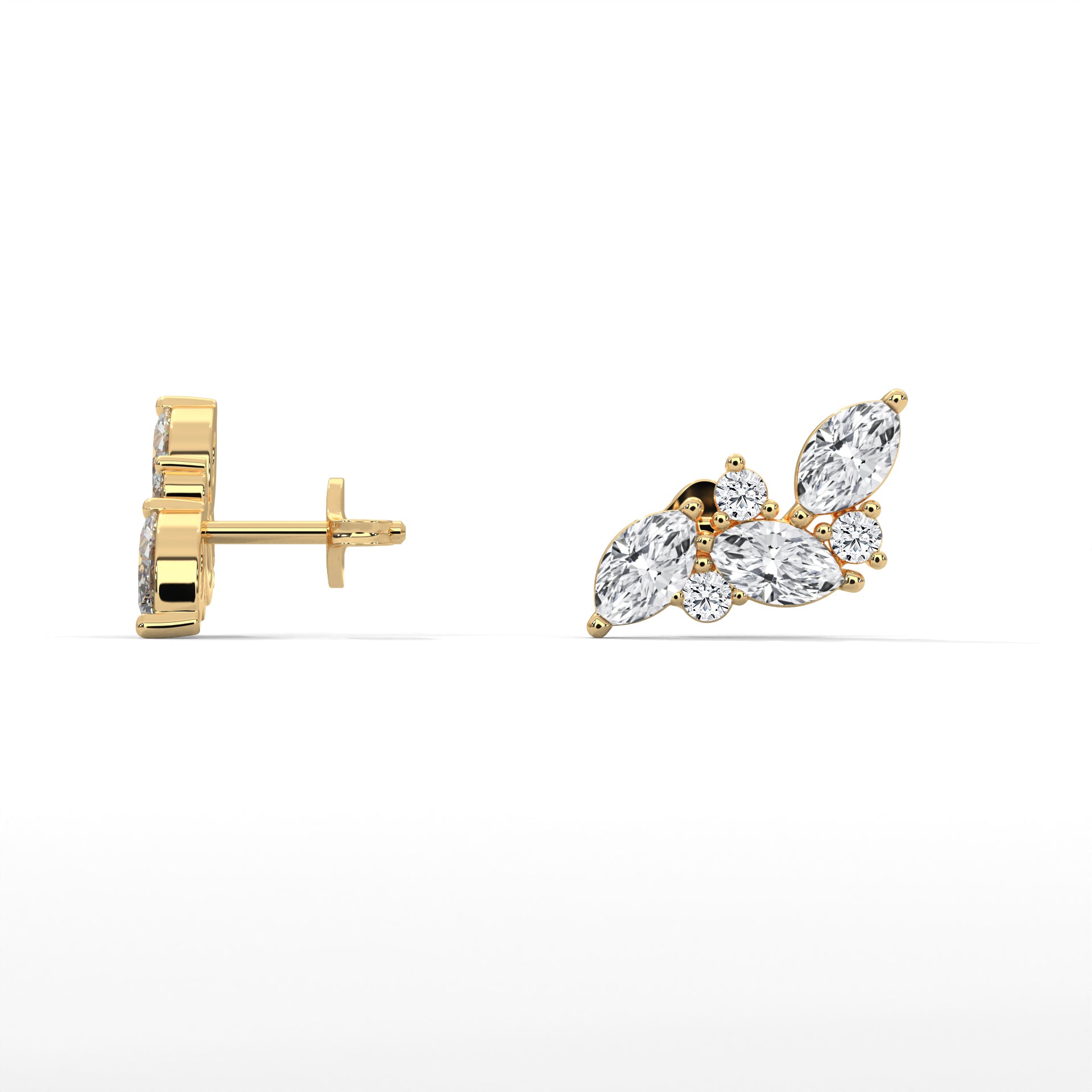 Bat-Inspired Marquise Diamond Stud Earrings in 14K & 18K Gold | 0.50 CTW | E VS1