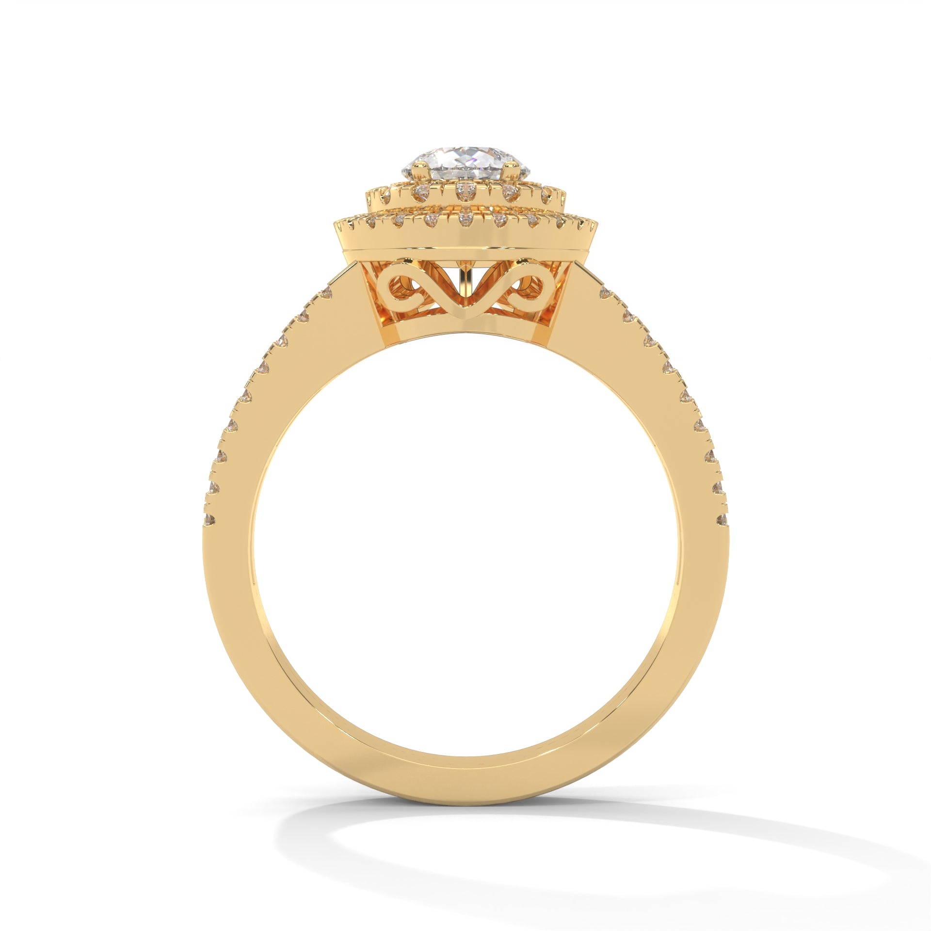 The Diamond Crest 1.56 CTW Pear-Shaped Diamond Engagement Ring | 14K/18K Gold