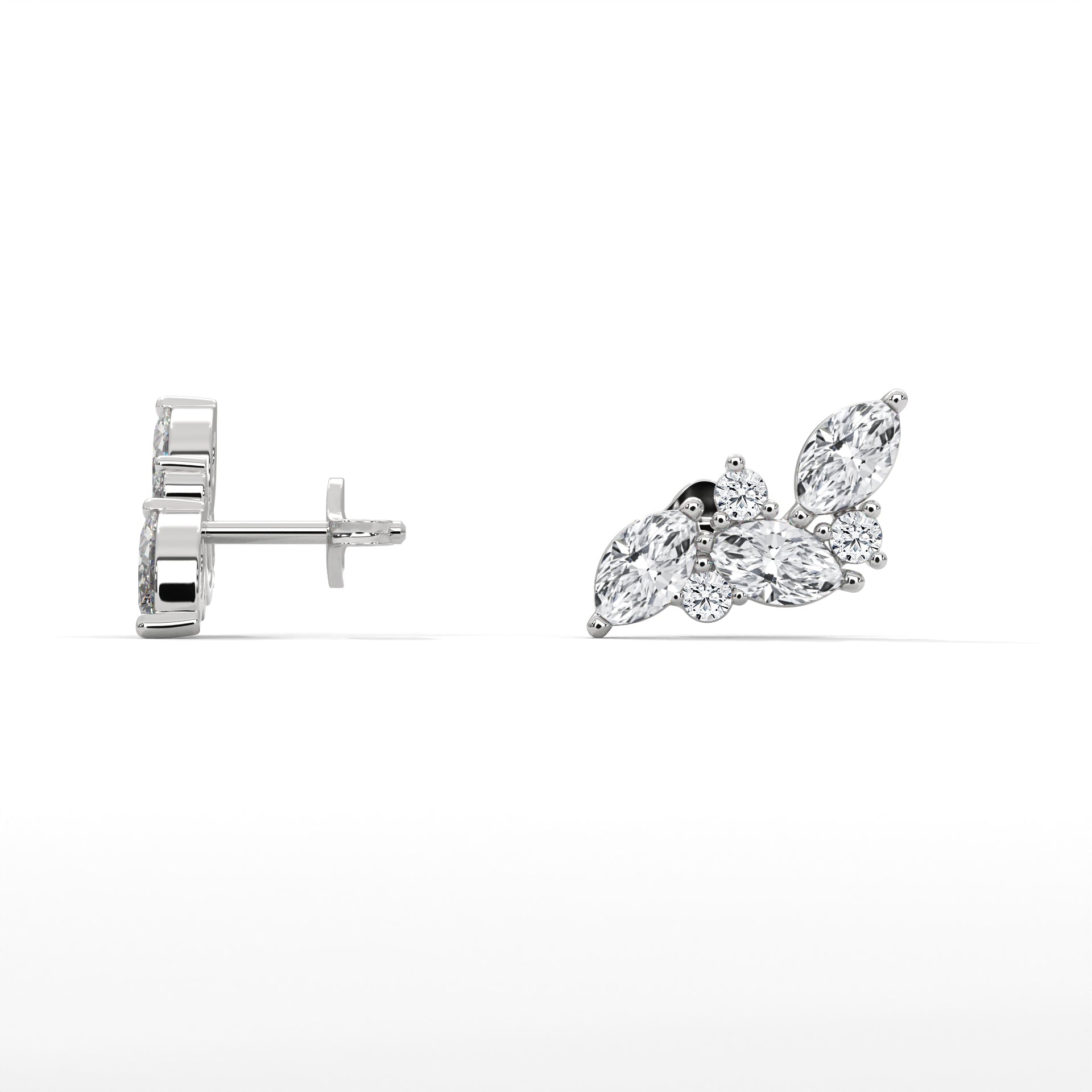Bat-Inspired Marquise Diamond Stud Earrings in 14K & 18K Gold | 0.50 CTW | E VS1
