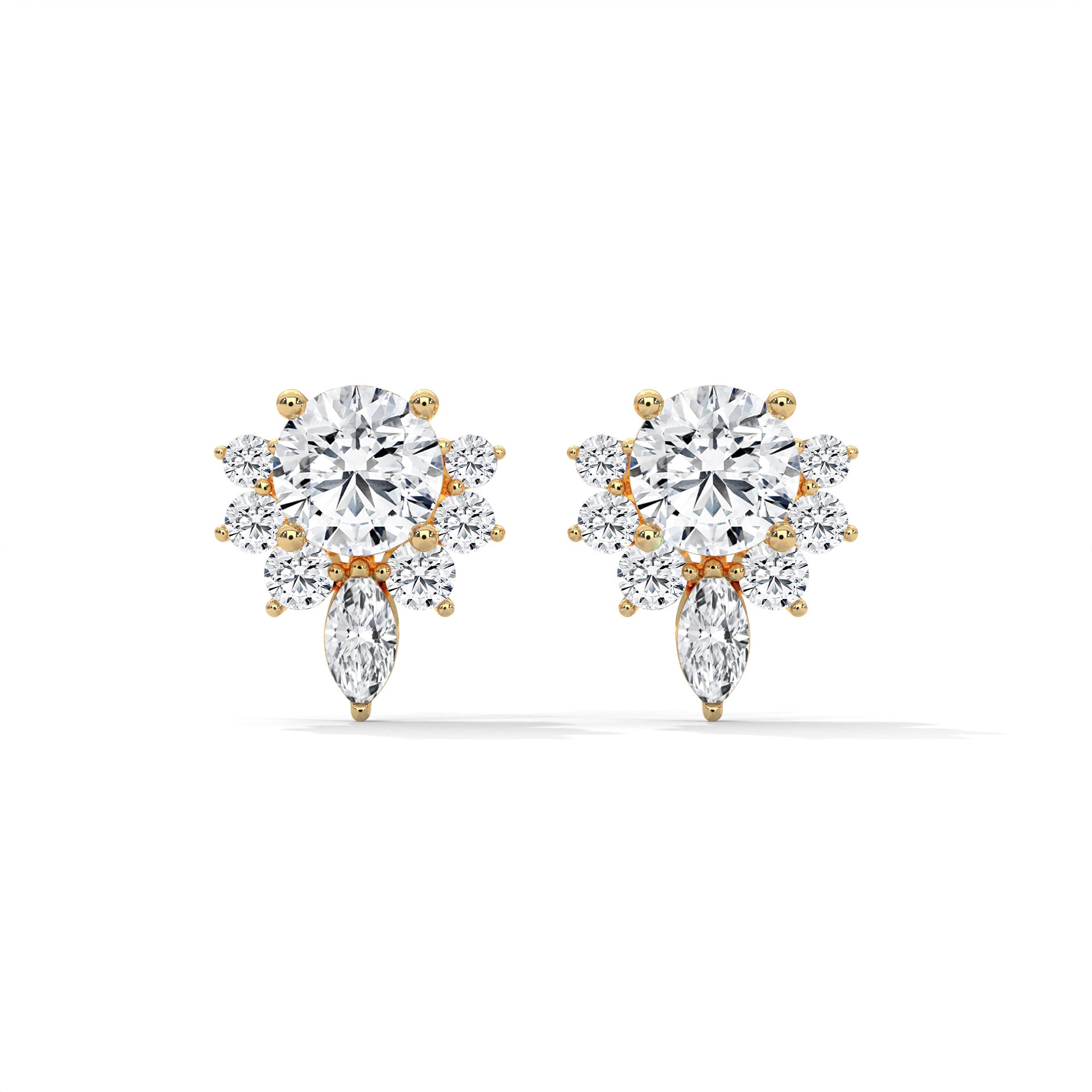 Floral Cluster Lab-Grown Diamond Stud Earrings in 14K & 18K Gold| 0.64 CTW| E VS1